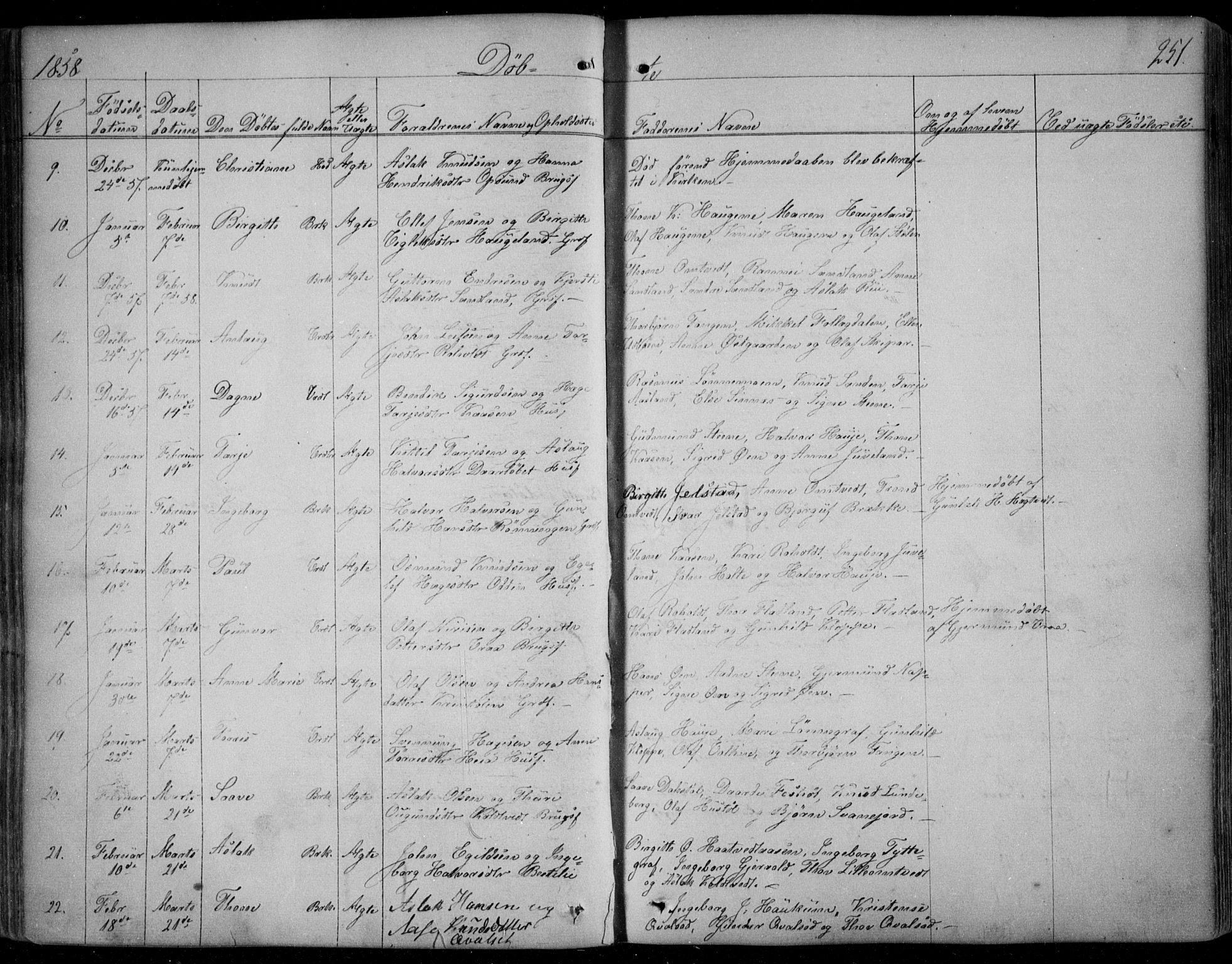 Kviteseid kirkebøker, SAKO/A-276/F/Fa/L0006: Parish register (official) no. I 6, 1836-1858, p. 251