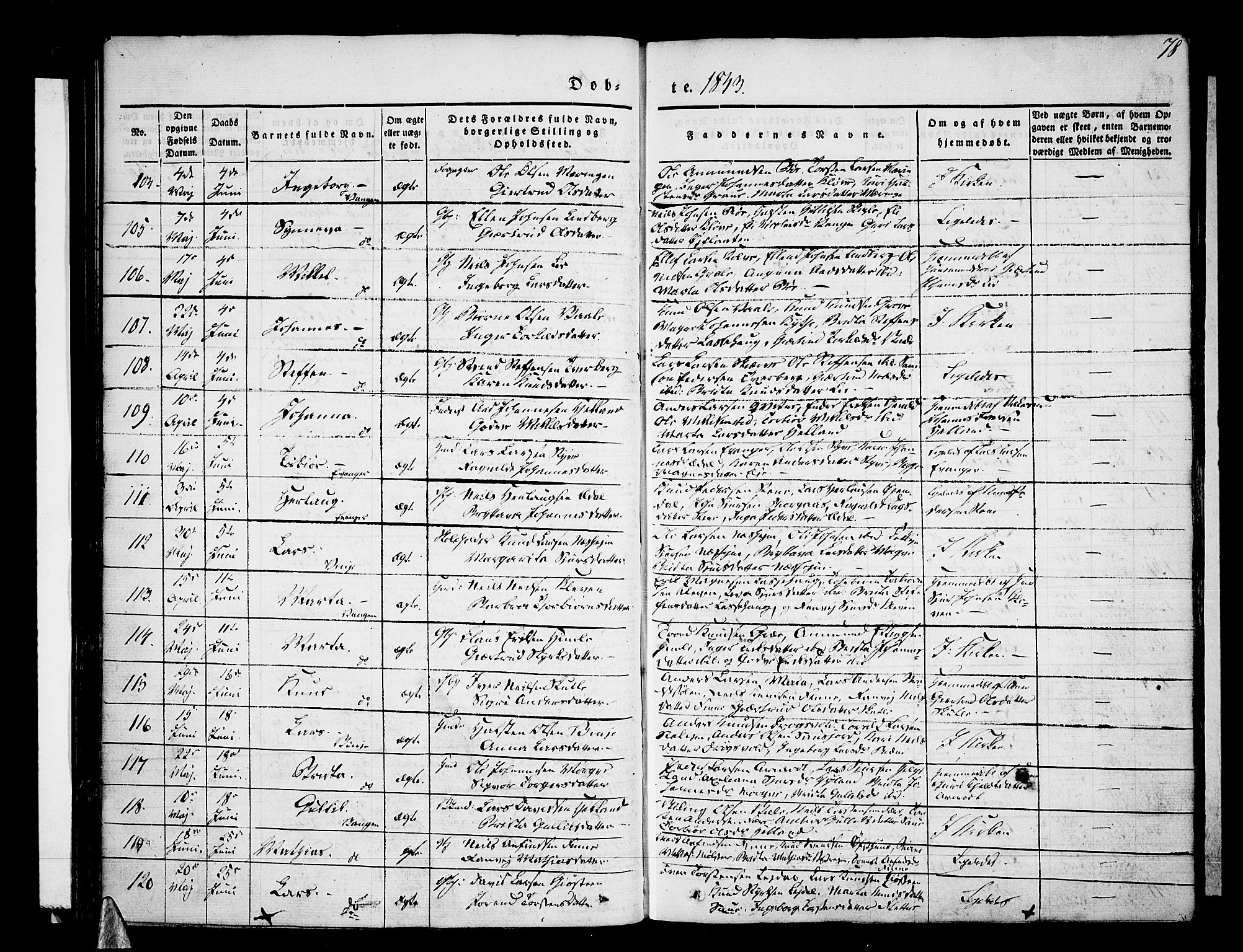 Voss sokneprestembete, SAB/A-79001/H/Haa: Parish register (official) no. A 13, 1836-1851, p. 78