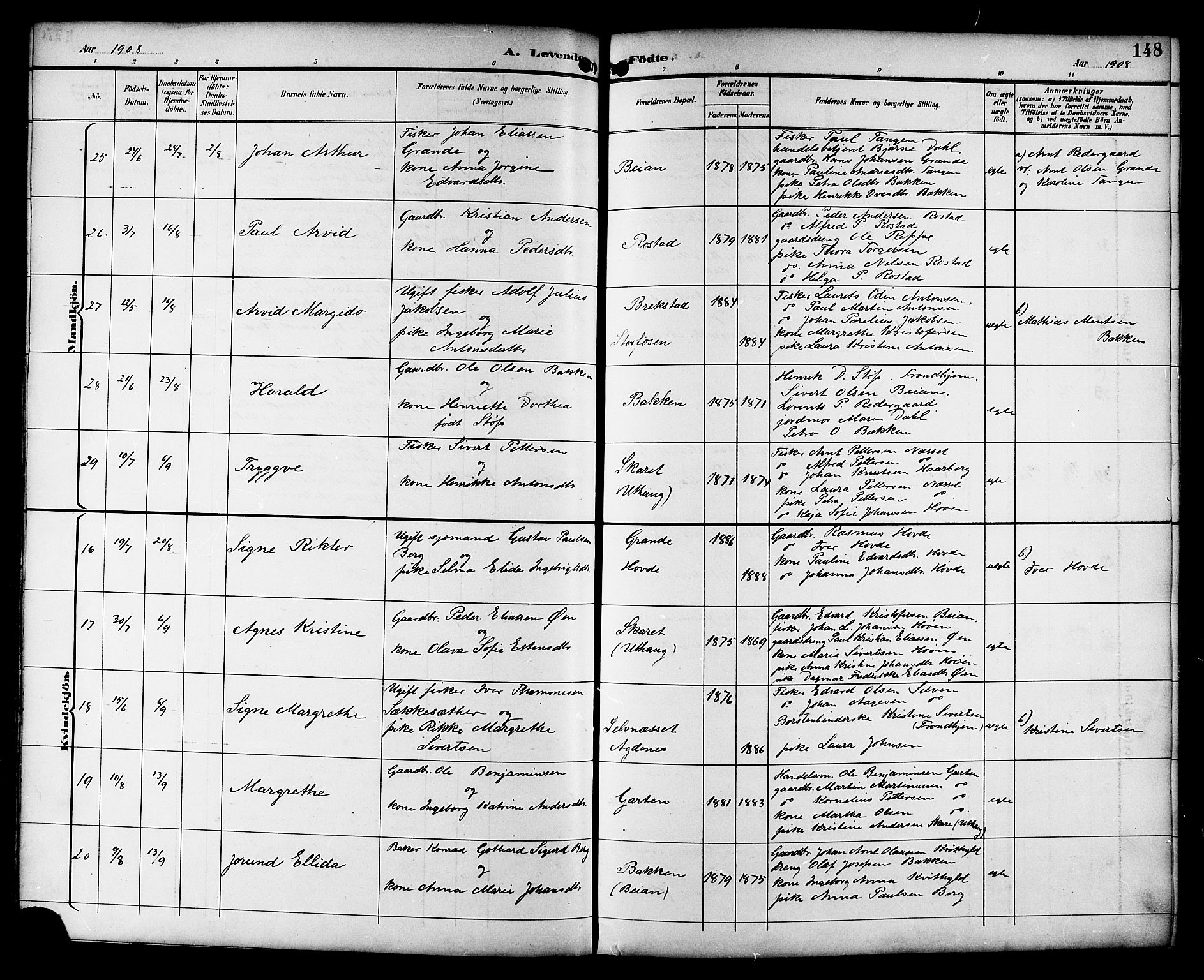 Ministerialprotokoller, klokkerbøker og fødselsregistre - Sør-Trøndelag, AV/SAT-A-1456/659/L0746: Parish register (copy) no. 659C03, 1893-1912, p. 148