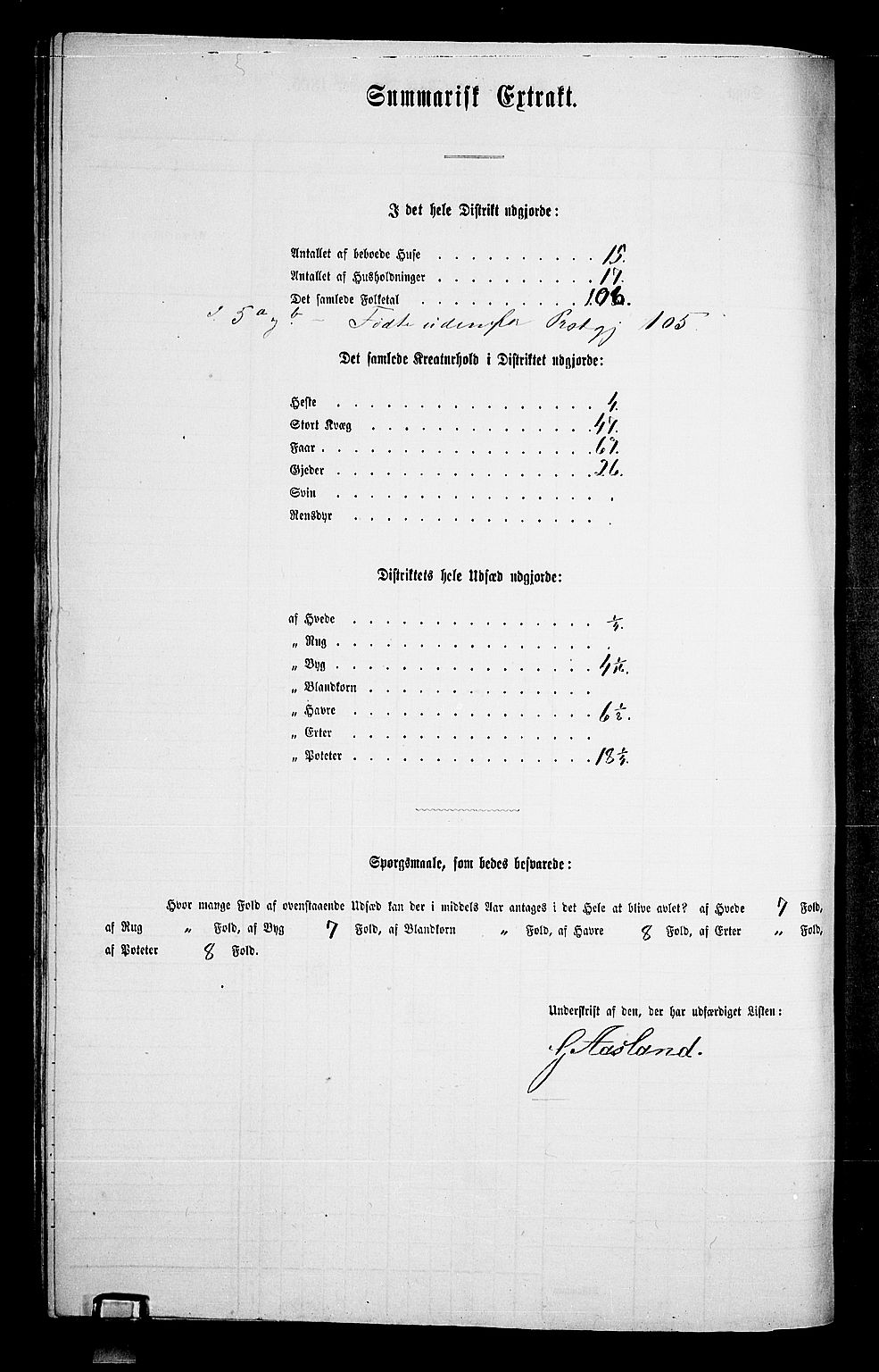 RA, 1865 census for Flesberg, 1865, p. 107