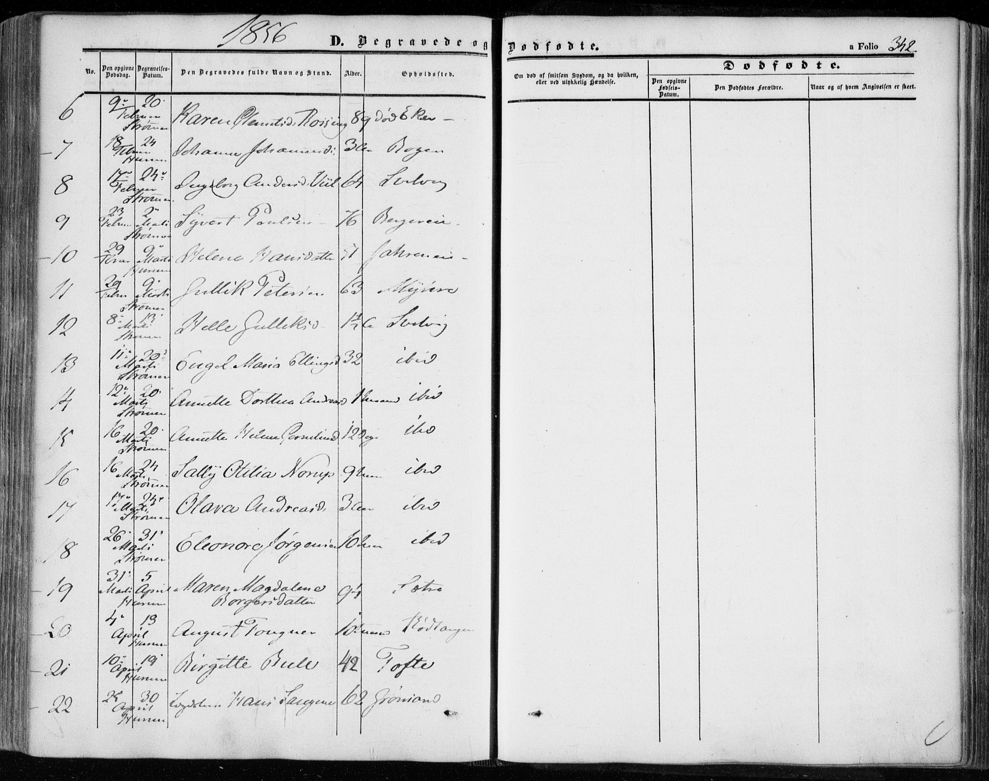 Hurum kirkebøker, SAKO/A-229/F/Fa/L0011: Parish register (official) no. 11, 1847-1860, p. 342