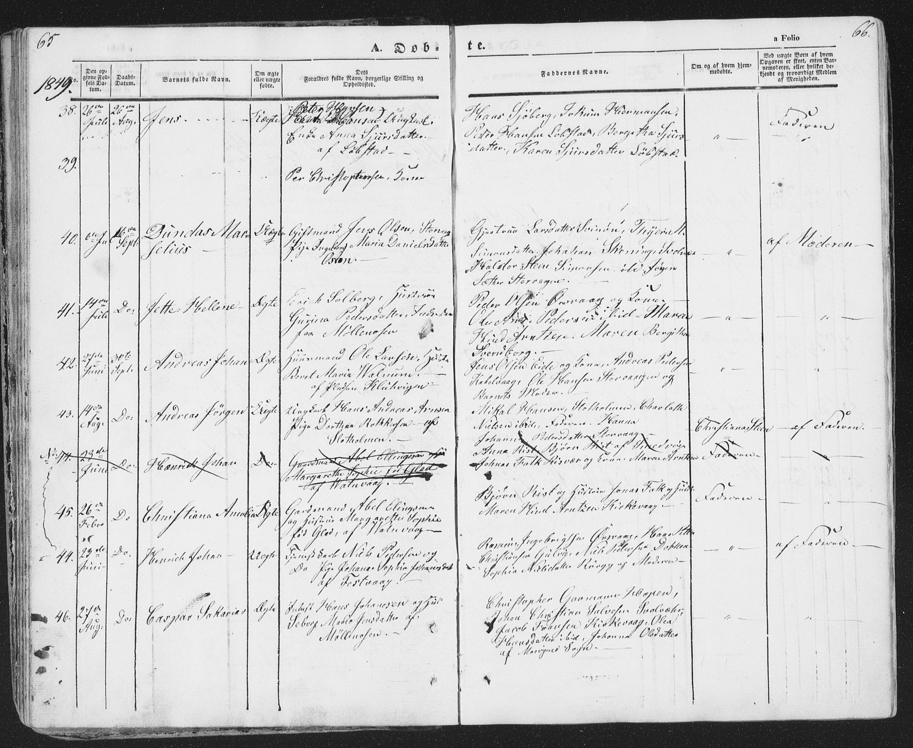 Ministerialprotokoller, klokkerbøker og fødselsregistre - Nordland, SAT/A-1459/874/L1072: Parish register (copy) no. 874C01, 1843-1859, p. 65-66