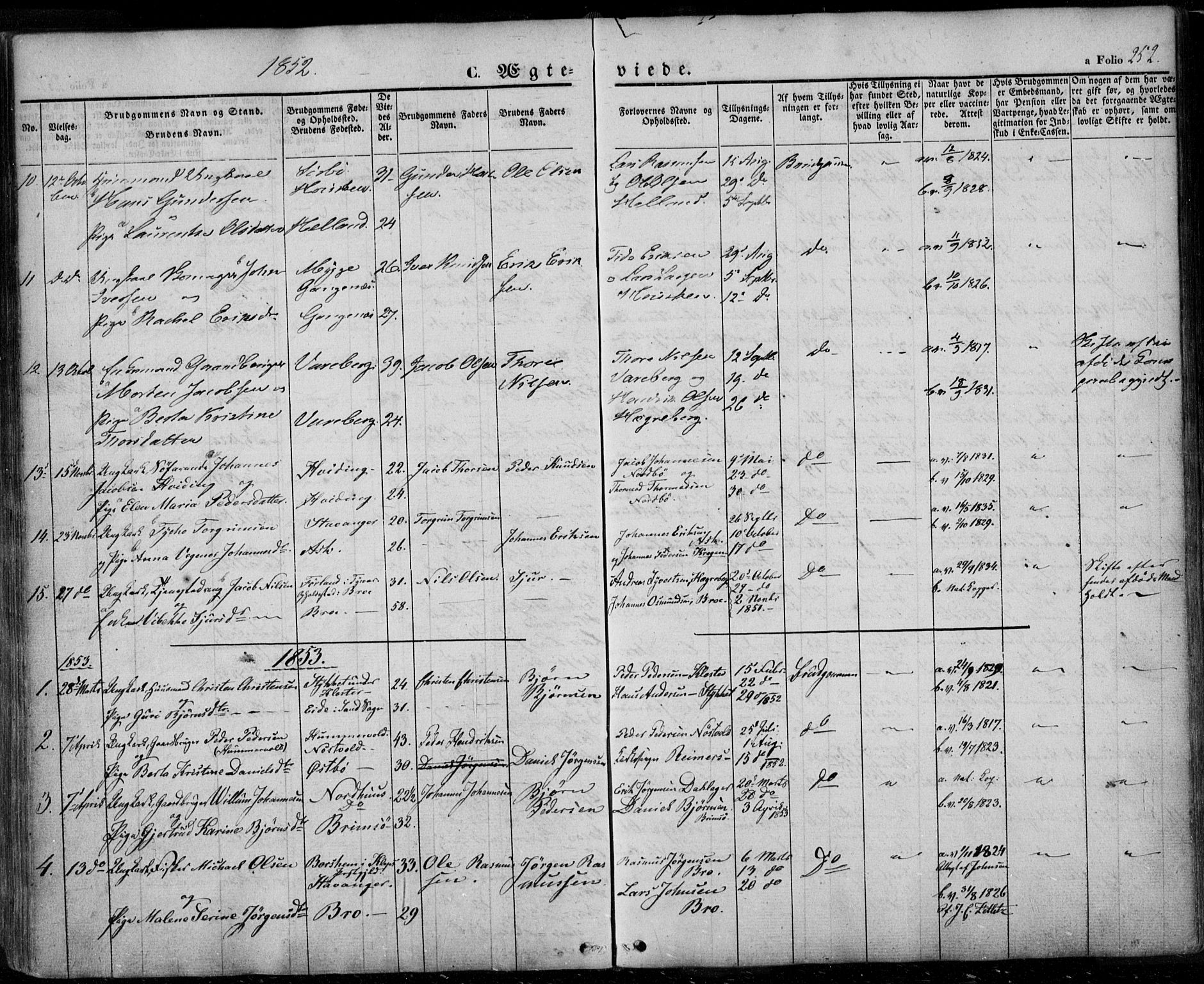 Rennesøy sokneprestkontor, SAST/A -101827/H/Ha/Haa/L0005: Parish register (official) no. A 5, 1838-1859, p. 252