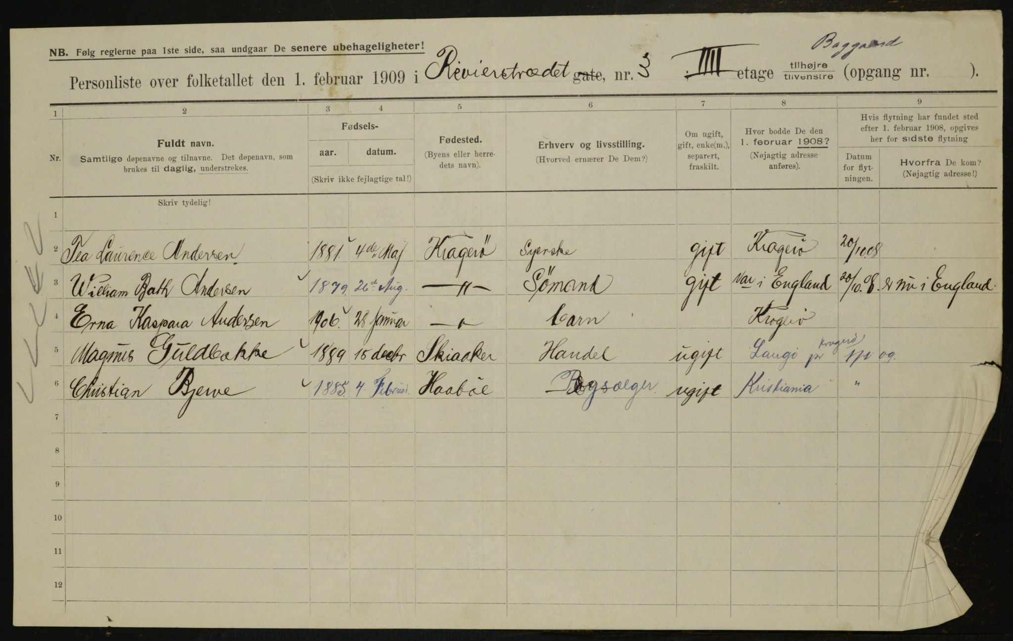 OBA, Municipal Census 1909 for Kristiania, 1909, p. 75149