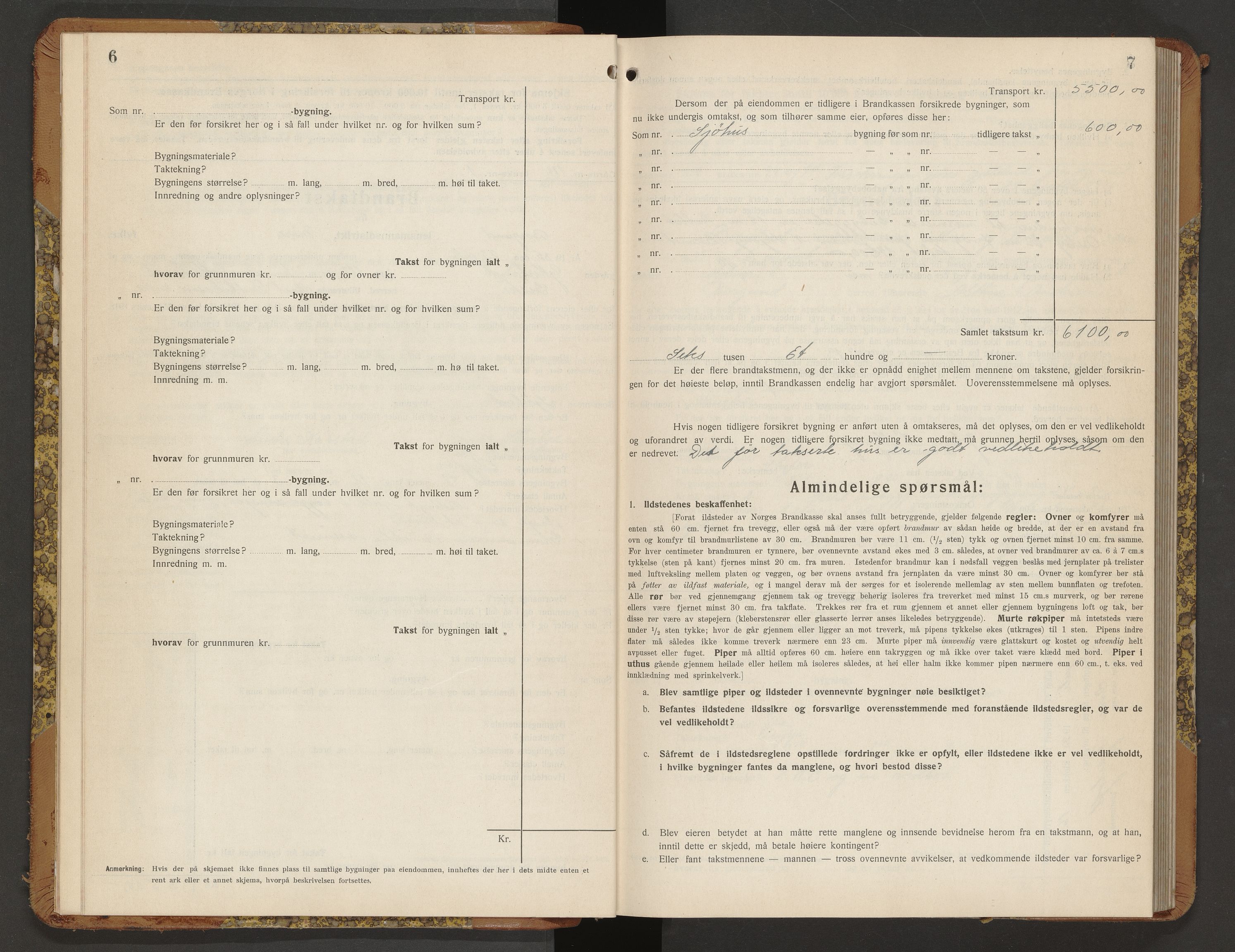 Norges Brannkasse Borgund, AV/SAT-A-5495/Fb/L0002: Branntakstprotokoll, 1935-1940, p. 6-7