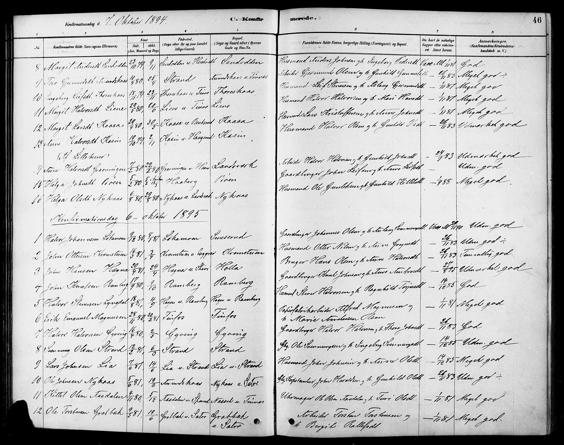 Heddal kirkebøker, SAKO/A-268/F/Fa/L0009: Parish register (official) no. I 9, 1878-1903, p. 46
