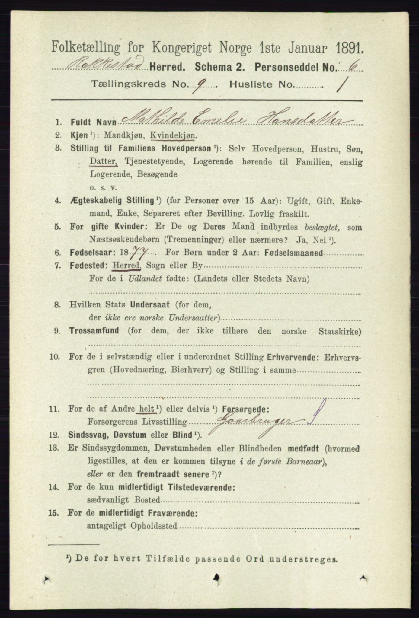 RA, 1891 census for 0128 Rakkestad, 1891, p. 4099