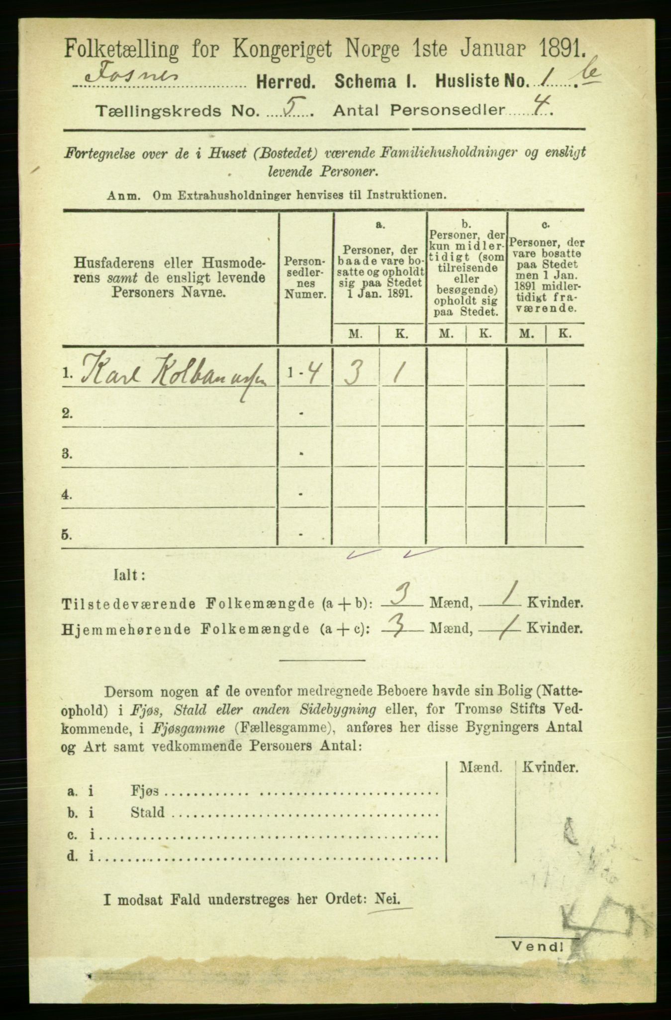 RA, 1891 census for 1748 Fosnes, 1891, p. 2659