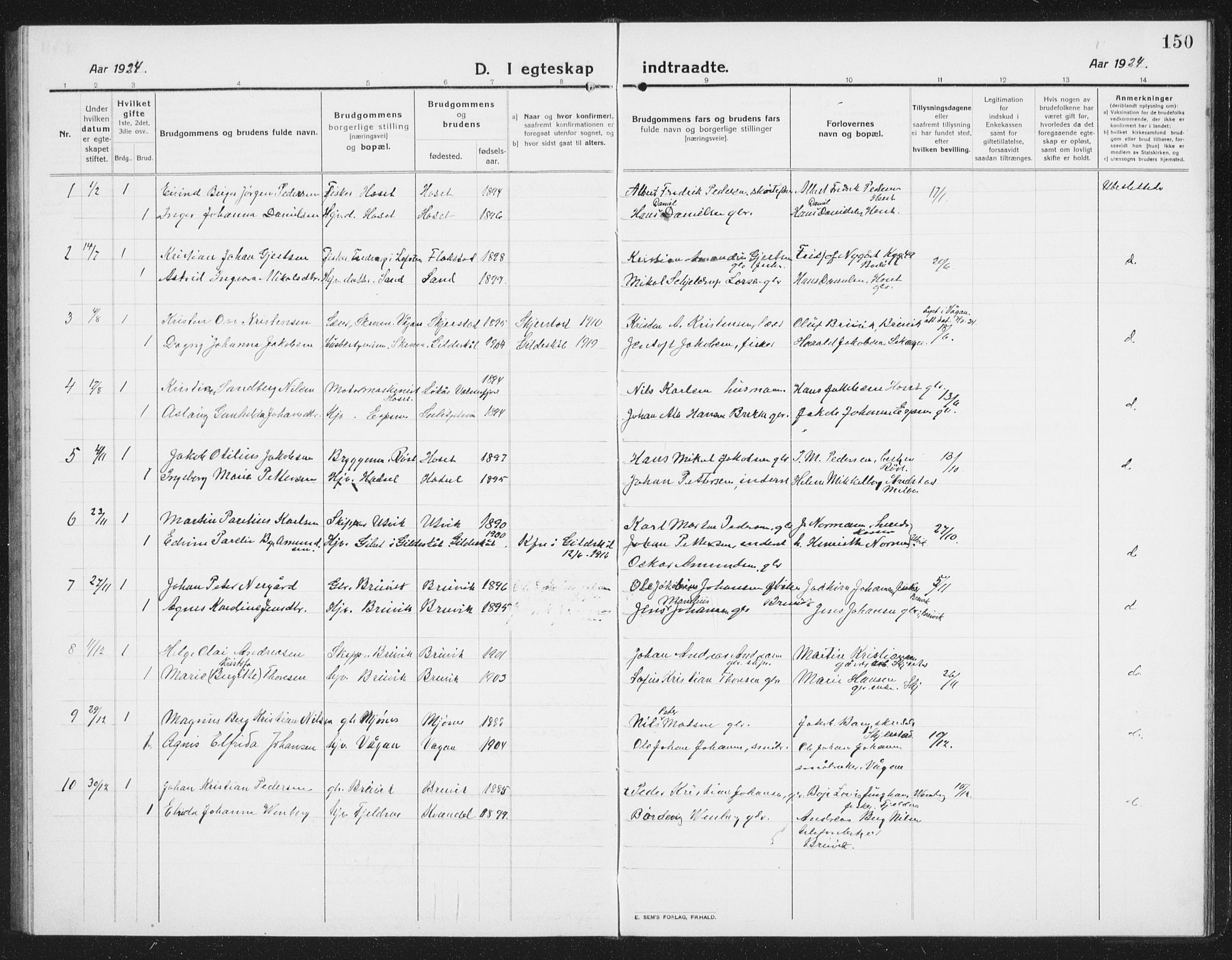 Ministerialprotokoller, klokkerbøker og fødselsregistre - Nordland, AV/SAT-A-1459/852/L0757: Parish register (copy) no. 852C08, 1916-1934, p. 150