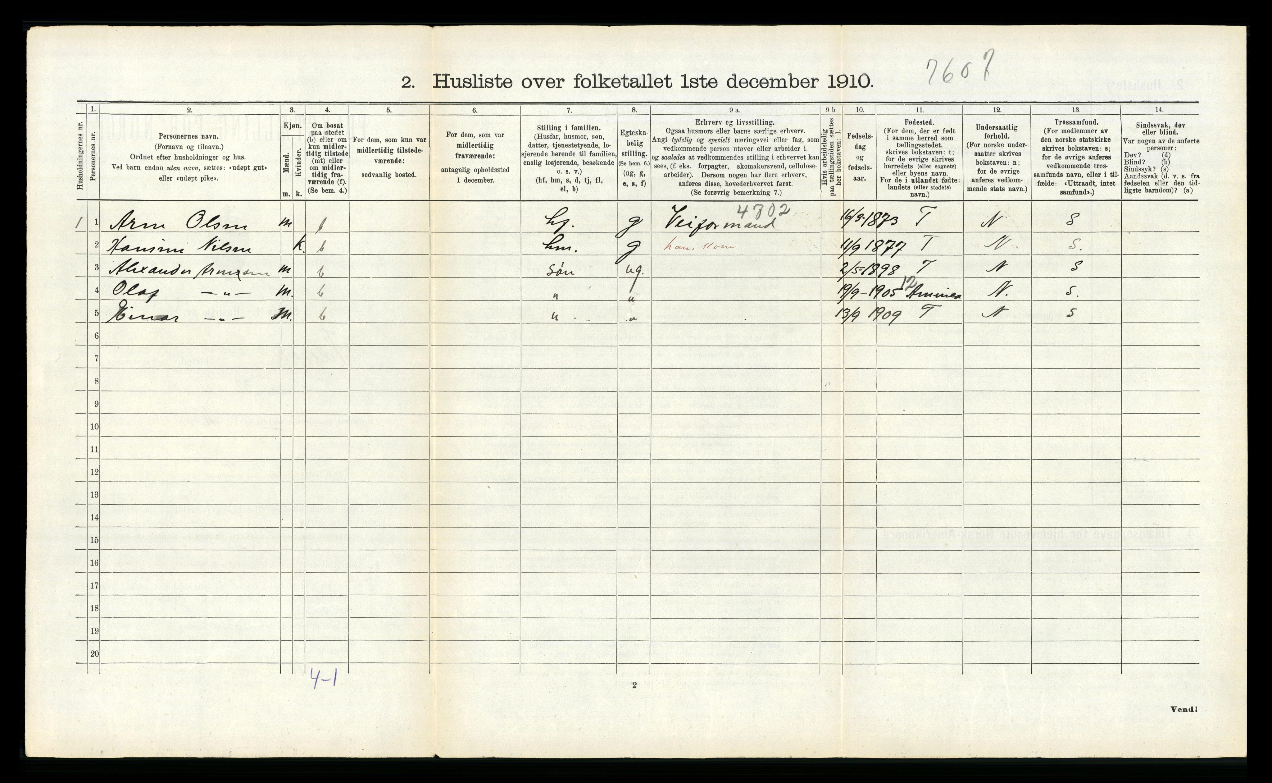 RA, 1910 census for Velfjord, 1910, p. 218