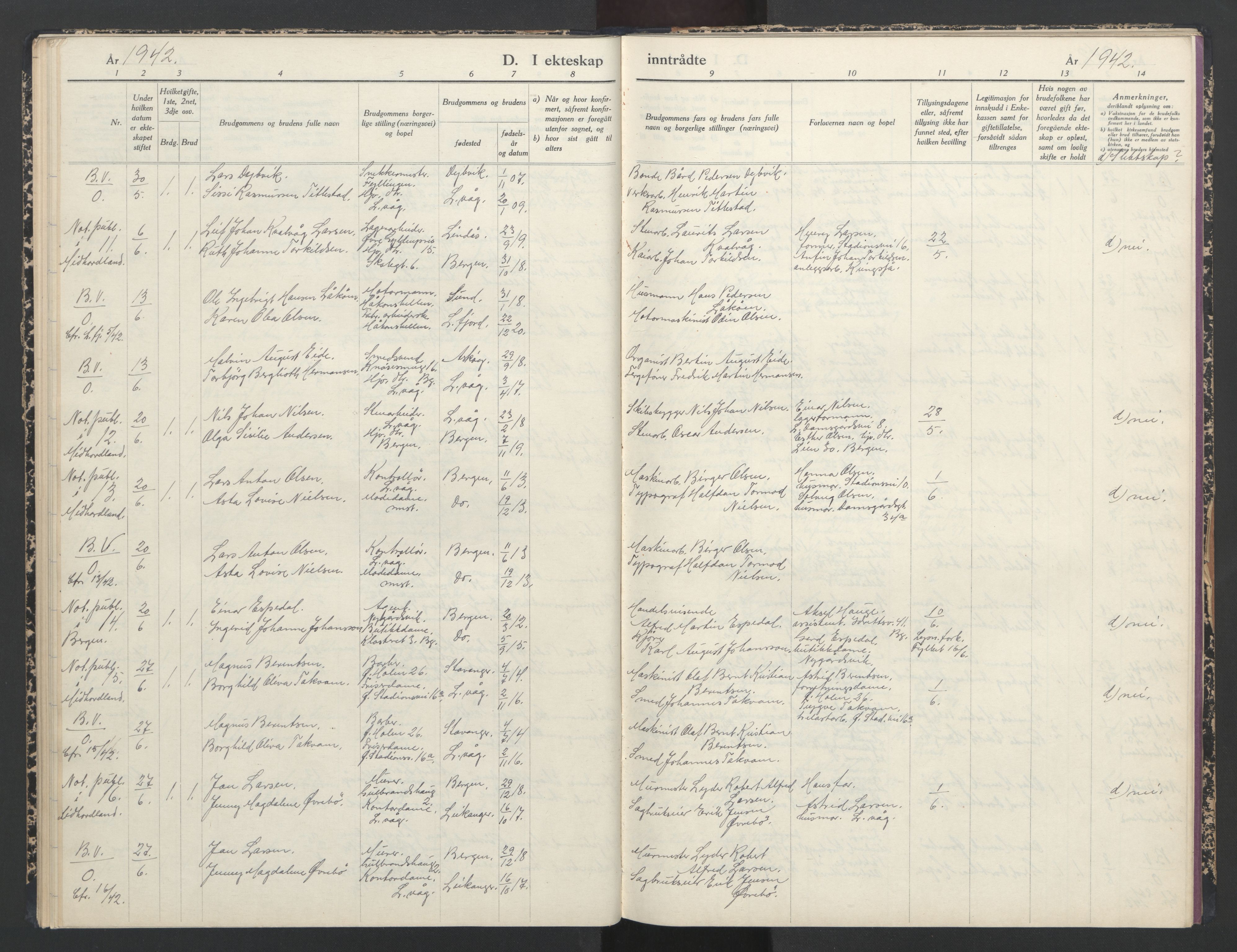 Laksevåg Sokneprestembete, AV/SAB-A-76501/H/Ha/Haa/Haaa/L0003: Parish register (official) no. A 3, 1942-1943