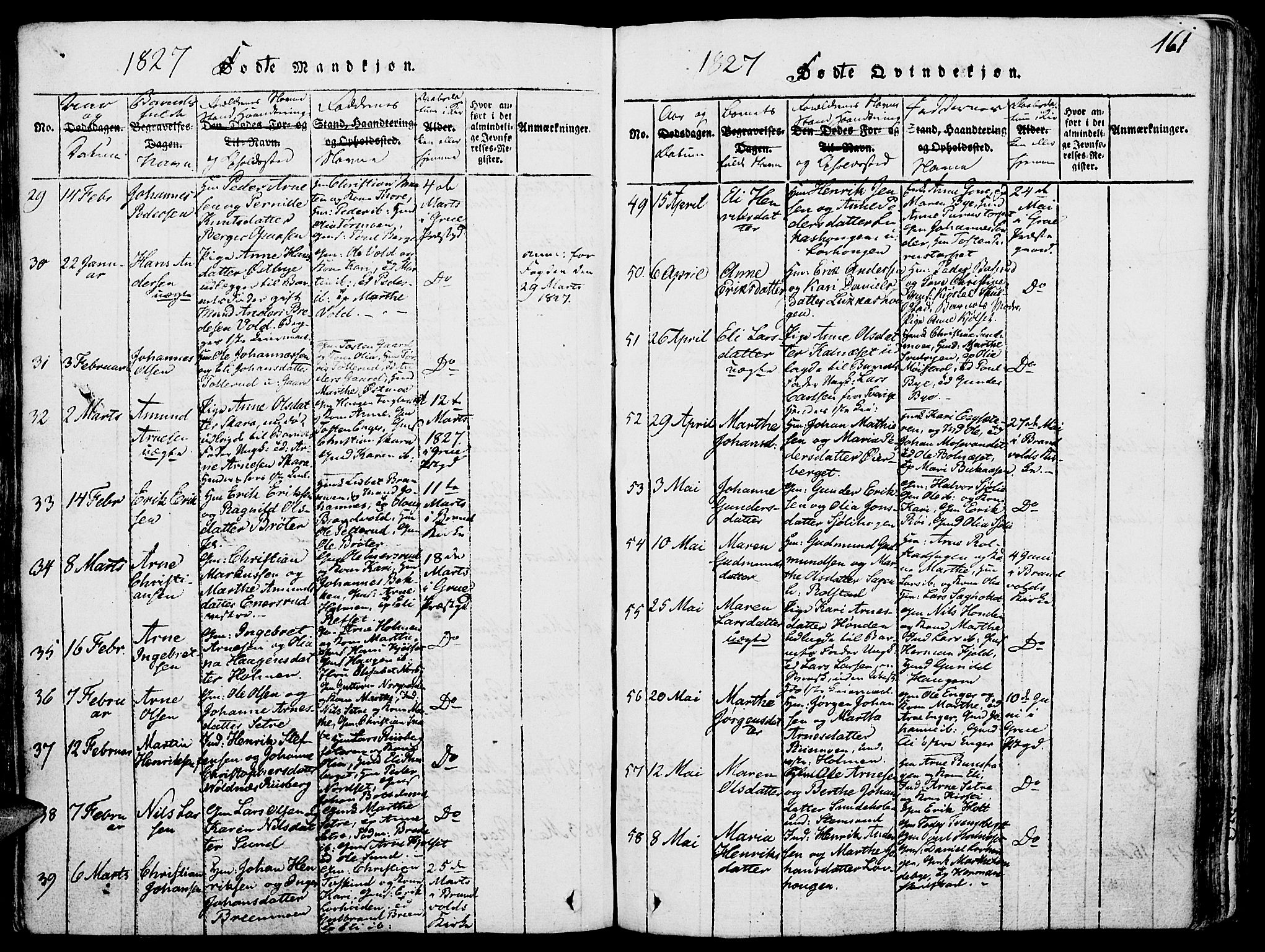 Grue prestekontor, SAH/PREST-036/H/Ha/Haa/L0006: Parish register (official) no. 6, 1814-1830, p. 161