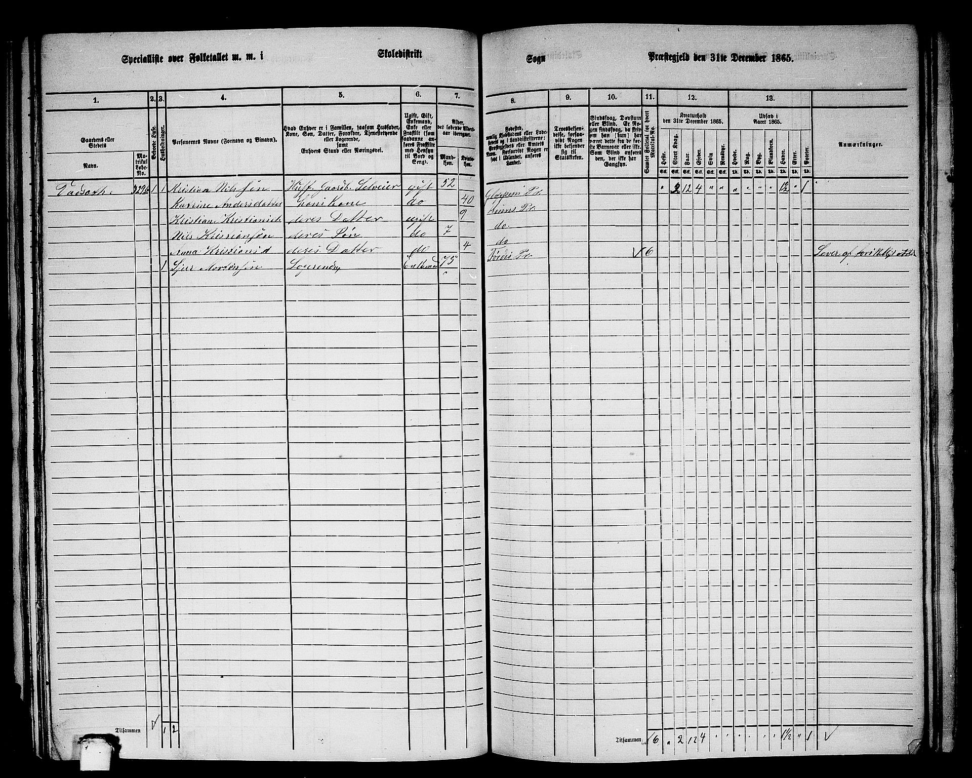 RA, 1865 census for Kinn, 1865, p. 109