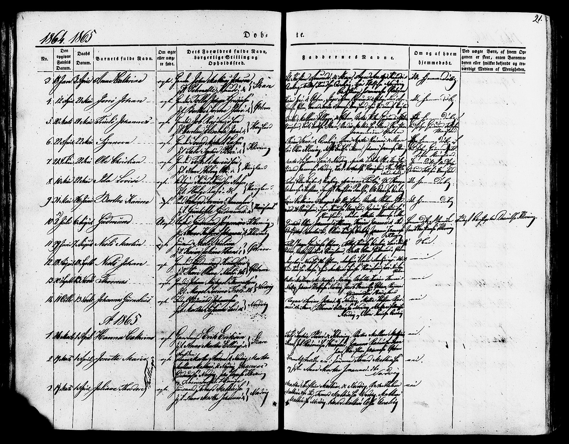 Torvastad sokneprestkontor, SAST/A -101857/H/Ha/Haa/L0007: Parish register (official) no. A 7, 1838-1882, p. 21
