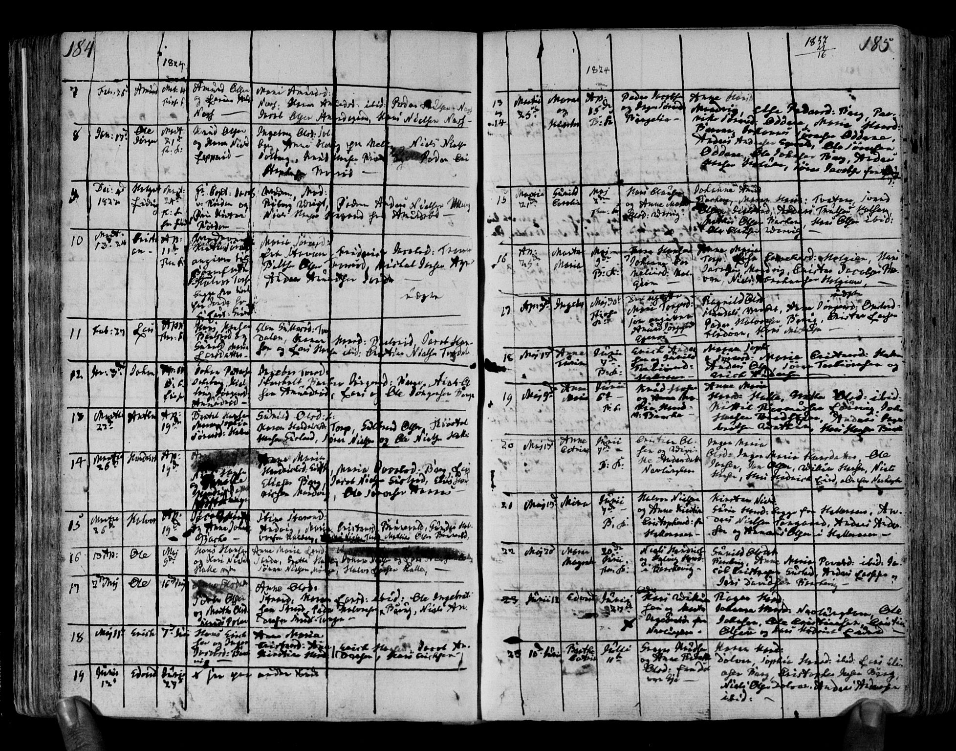 Brunlanes kirkebøker, AV/SAKO-A-342/F/Fa/L0002: Parish register (official) no. I 2, 1802-1834, p. 184-185