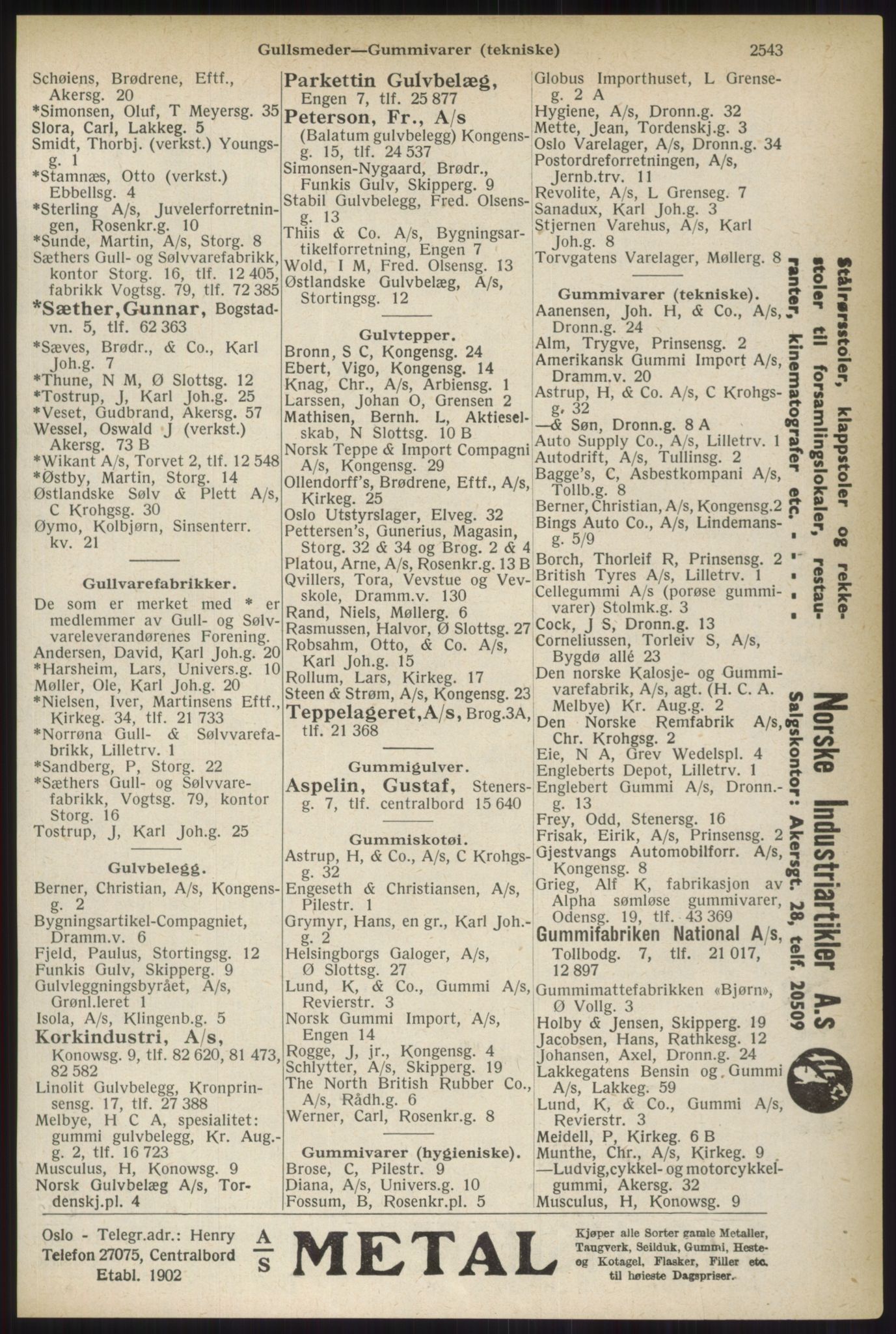 Kristiania/Oslo adressebok, PUBL/-, 1937, p. 2543