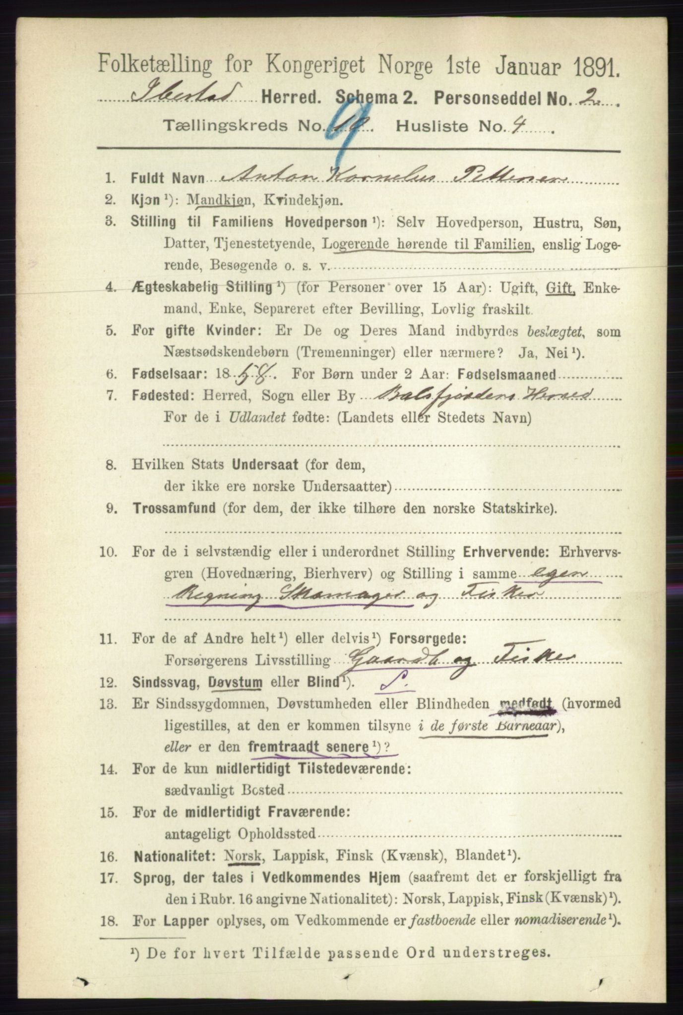 RA, 1891 census for 1917 Ibestad, 1891, p. 5999