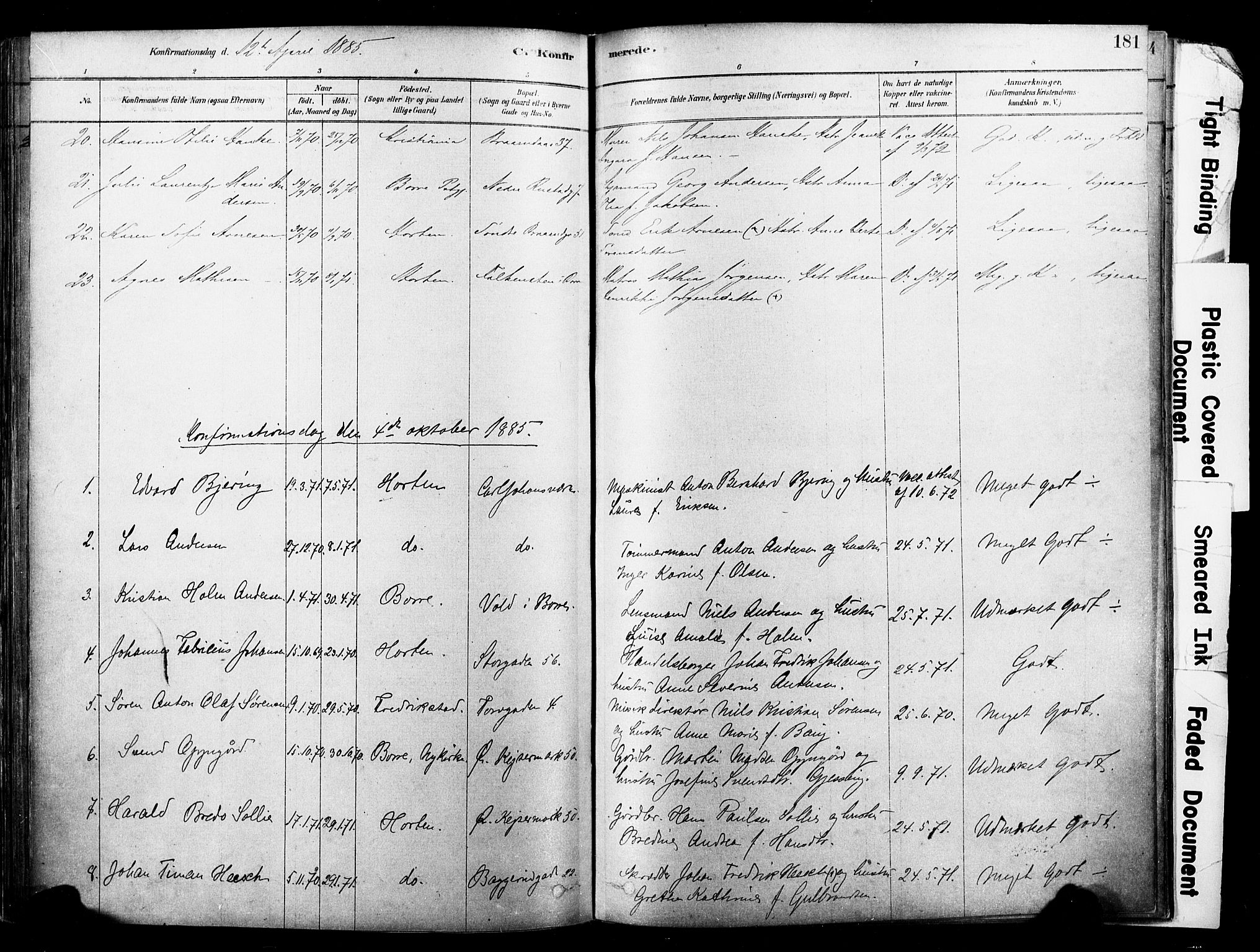 Horten kirkebøker, AV/SAKO-A-348/F/Fa/L0003: Parish register (official) no. 3, 1878-1887, p. 181