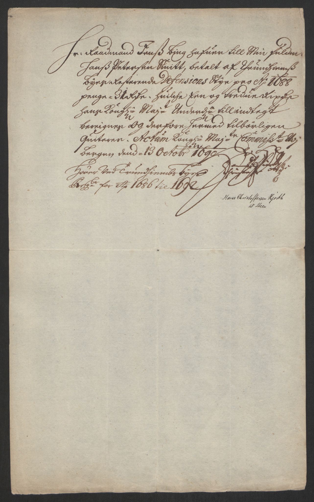 Rentekammeret inntil 1814, Reviderte regnskaper, Byregnskaper, AV/RA-EA-4066/R/Rs/L0505: [S2] Kontribusjonsregnskap, 1686-1691, p. 11