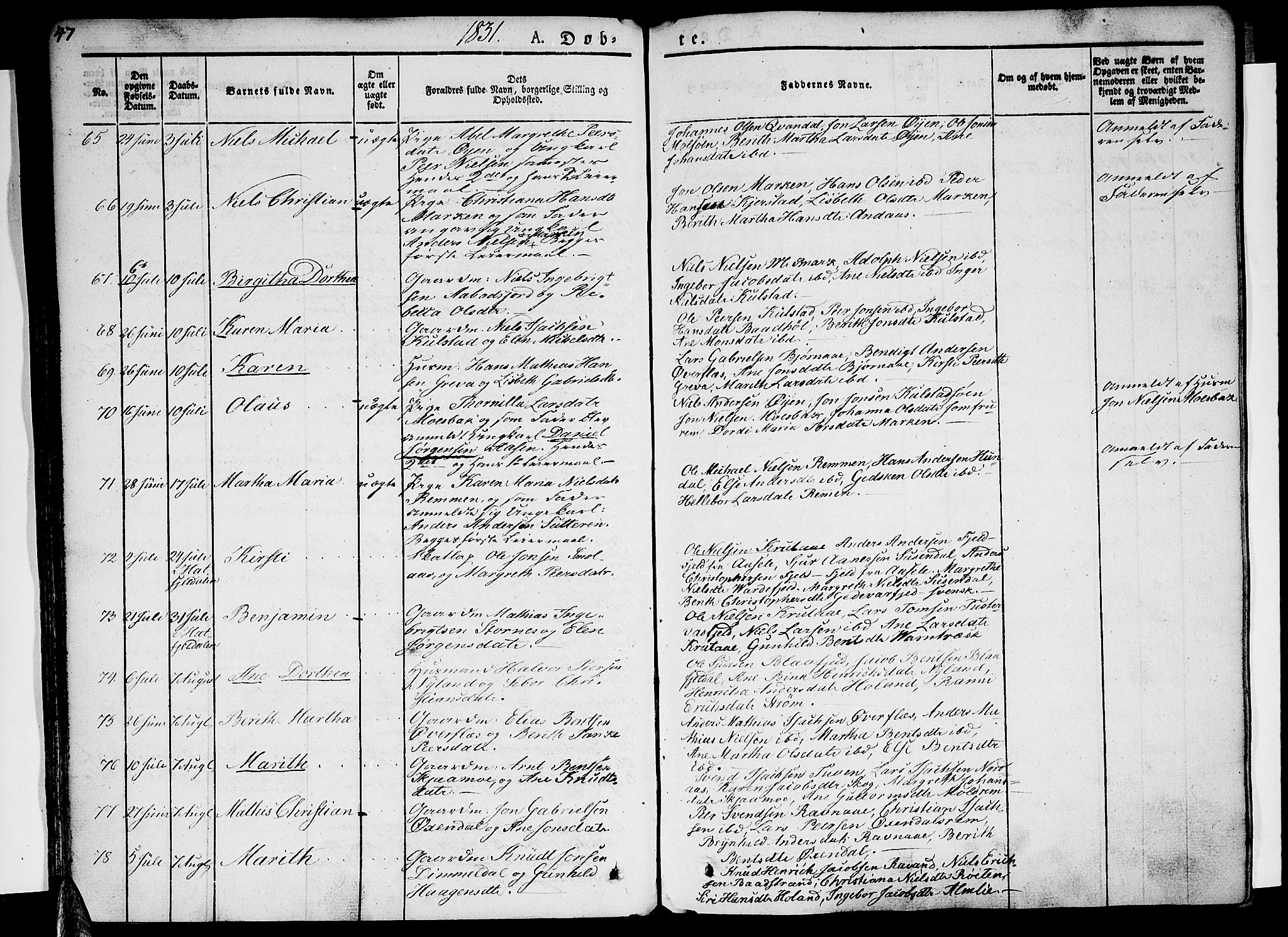 Ministerialprotokoller, klokkerbøker og fødselsregistre - Nordland, SAT/A-1459/820/L0289: Parish register (official) no. 820A10, 1826-1845, p. 47