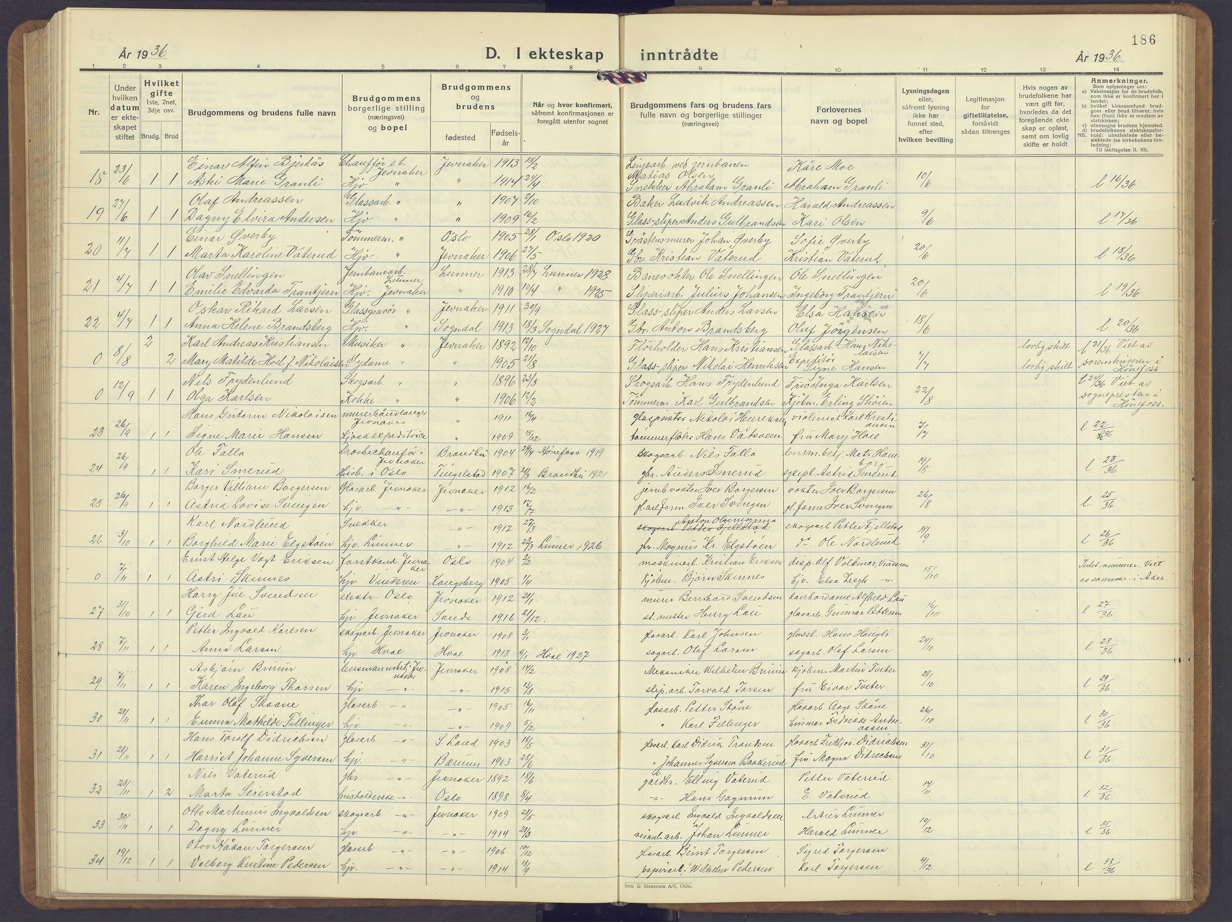 Jevnaker prestekontor, SAH/PREST-116/H/Ha/Hab/L0006: Parish register (copy) no. 6, 1930-1945, p. 186