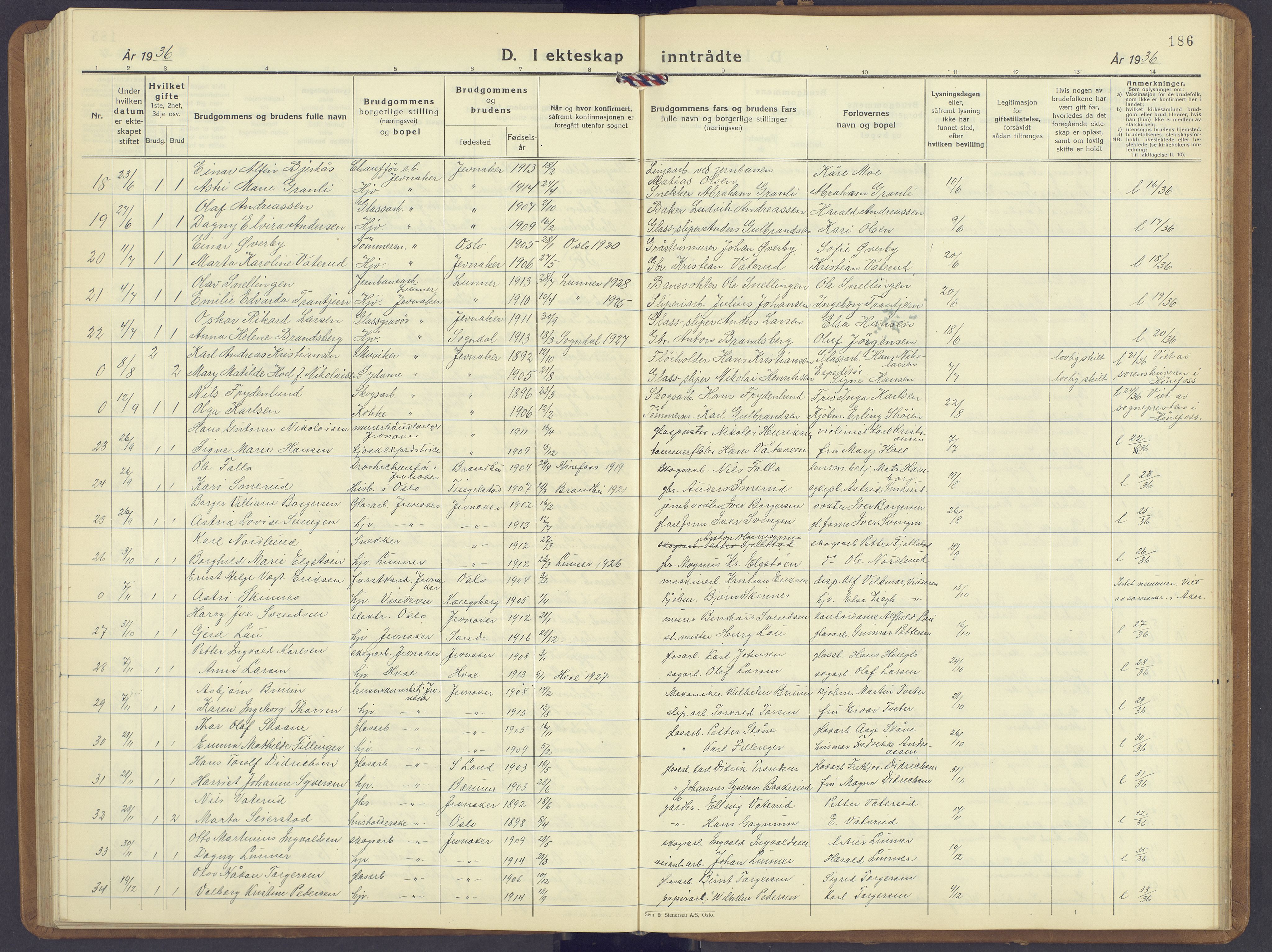 Jevnaker prestekontor, AV/SAH-PREST-116/H/Ha/Hab/L0006: Parish register (copy) no. 6, 1930-1945, p. 186