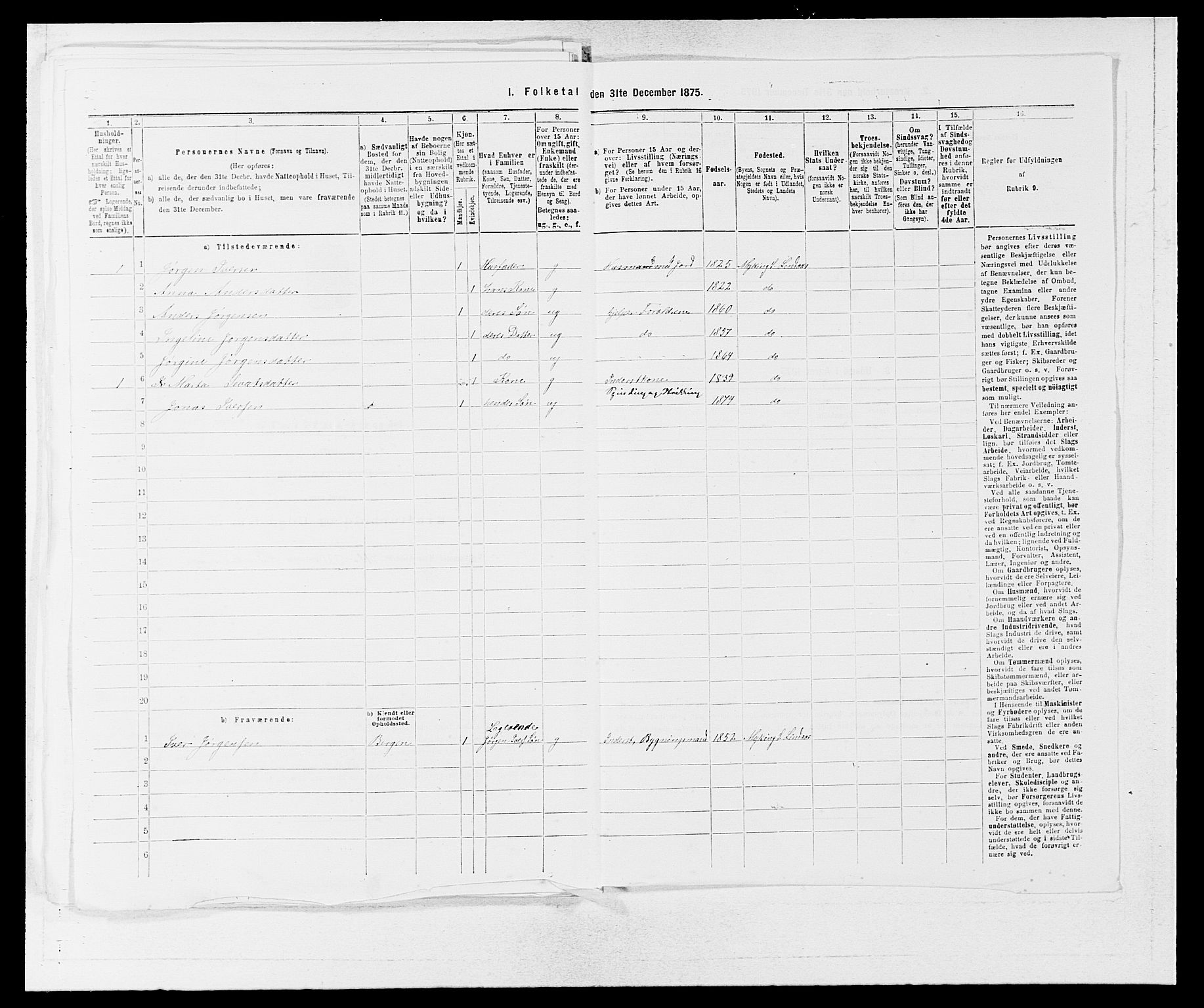 SAB, 1875 census for 1263P Lindås, 1875, p. 1094