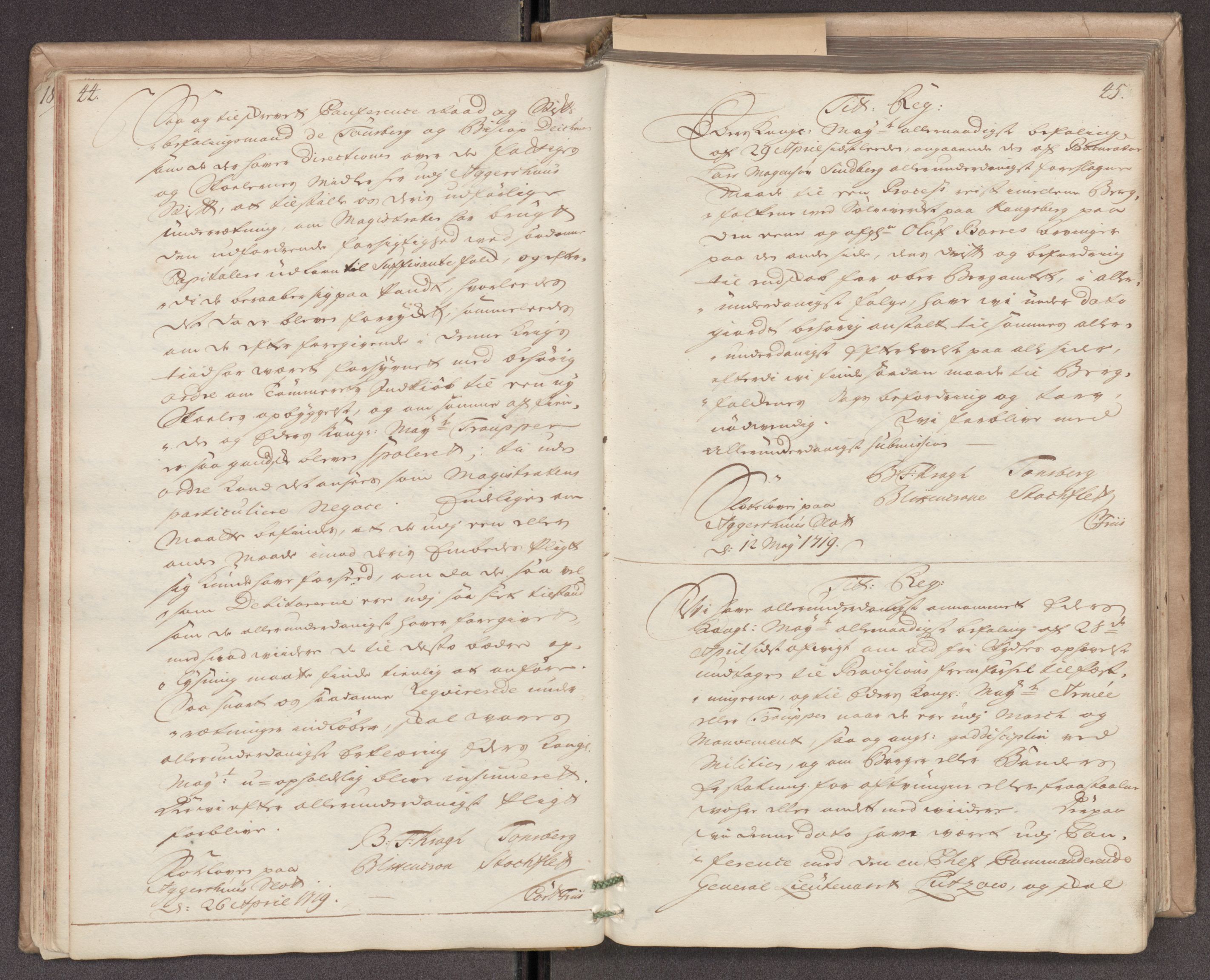 Stattholderembetet 1572-1771, AV/RA-EA-2870/Bd/L0002: Relasjonsprotokoll, 1718-1720, p. 44-45