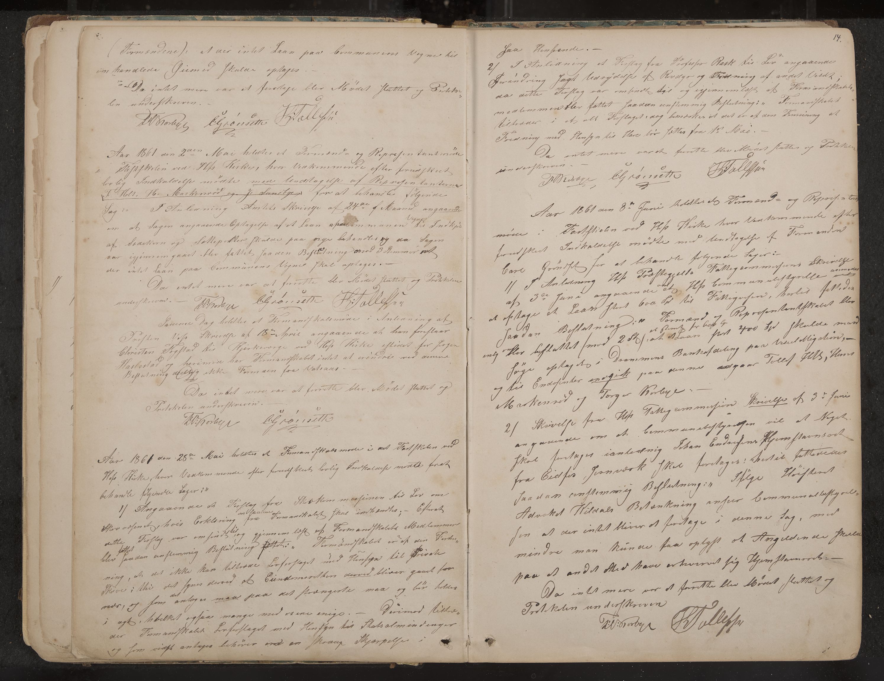 Hof formannskap og sentraladministrasjon, IKAK/0714021-1/A/Aa/L0002: Møtebok med register, 1859-1873, p. 14