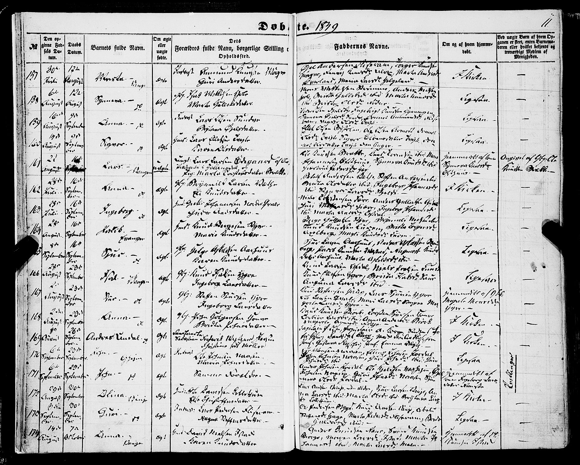 Voss sokneprestembete, SAB/A-79001/H/Haa: Parish register (official) no. A 16, 1849-1863, p. 11