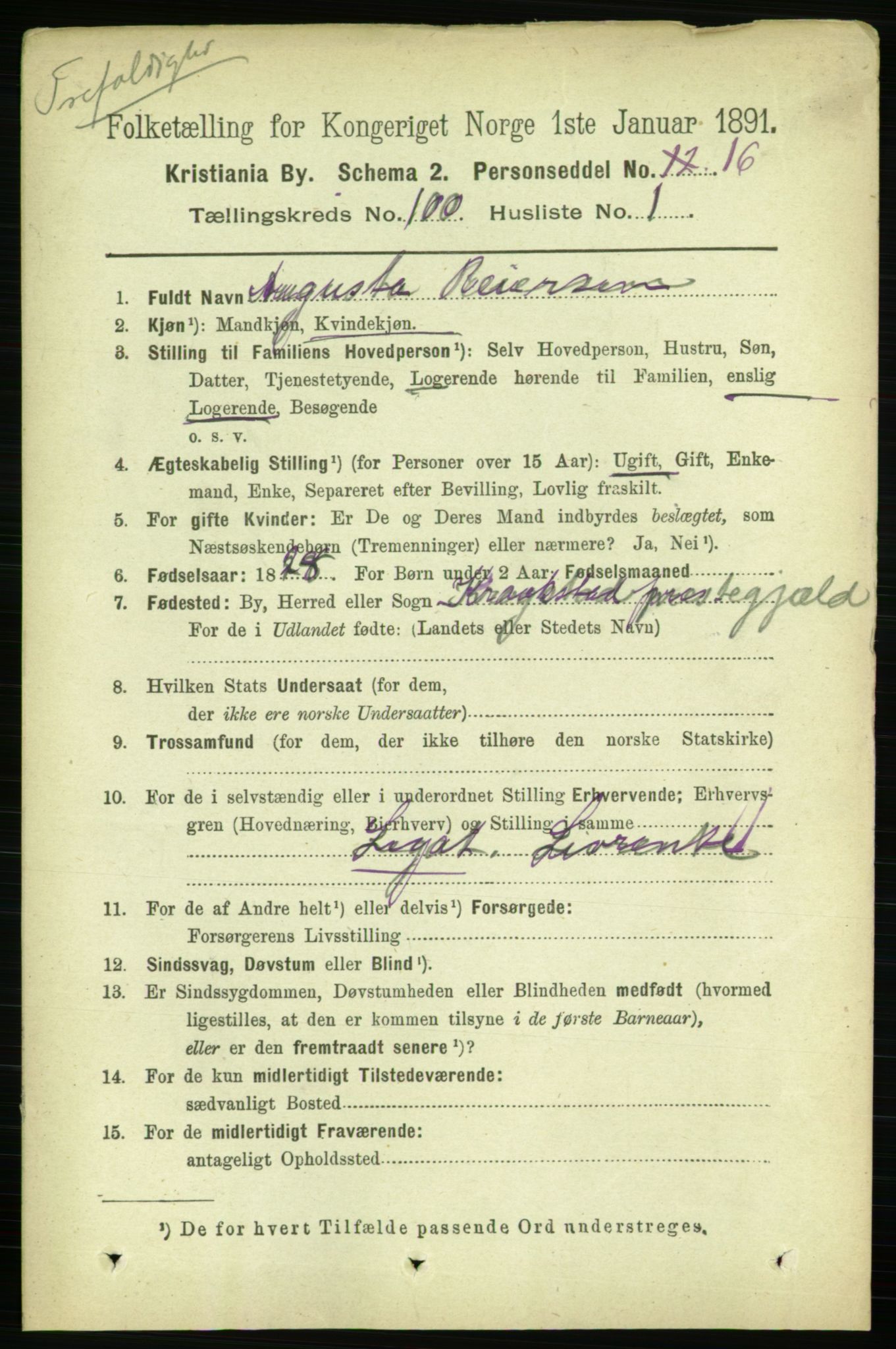 RA, 1891 census for 0301 Kristiania, 1891, p. 49205