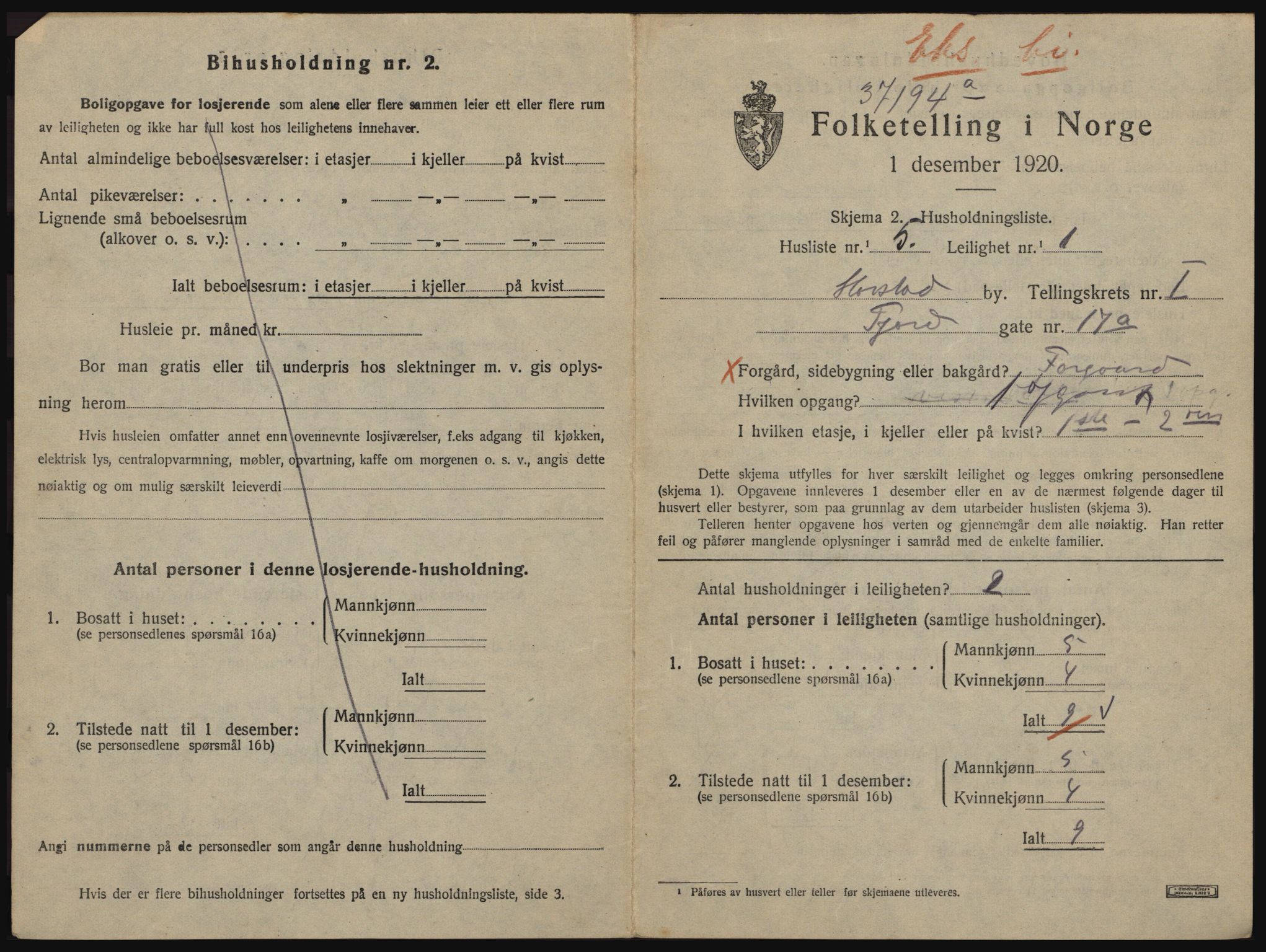 SATØ, 1920 census for Harstad, 1920, p. 877