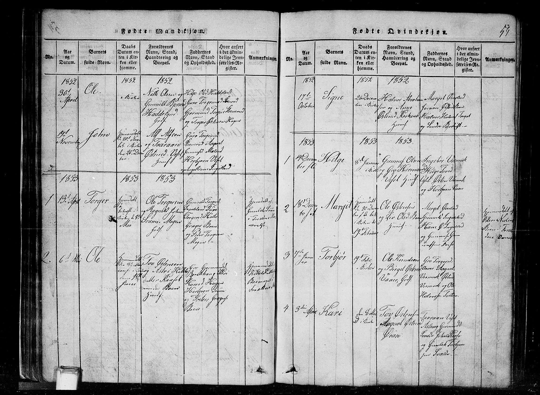 Tinn kirkebøker, AV/SAKO-A-308/G/Gc/L0001: Parish register (copy) no. III 1, 1815-1879, p. 55