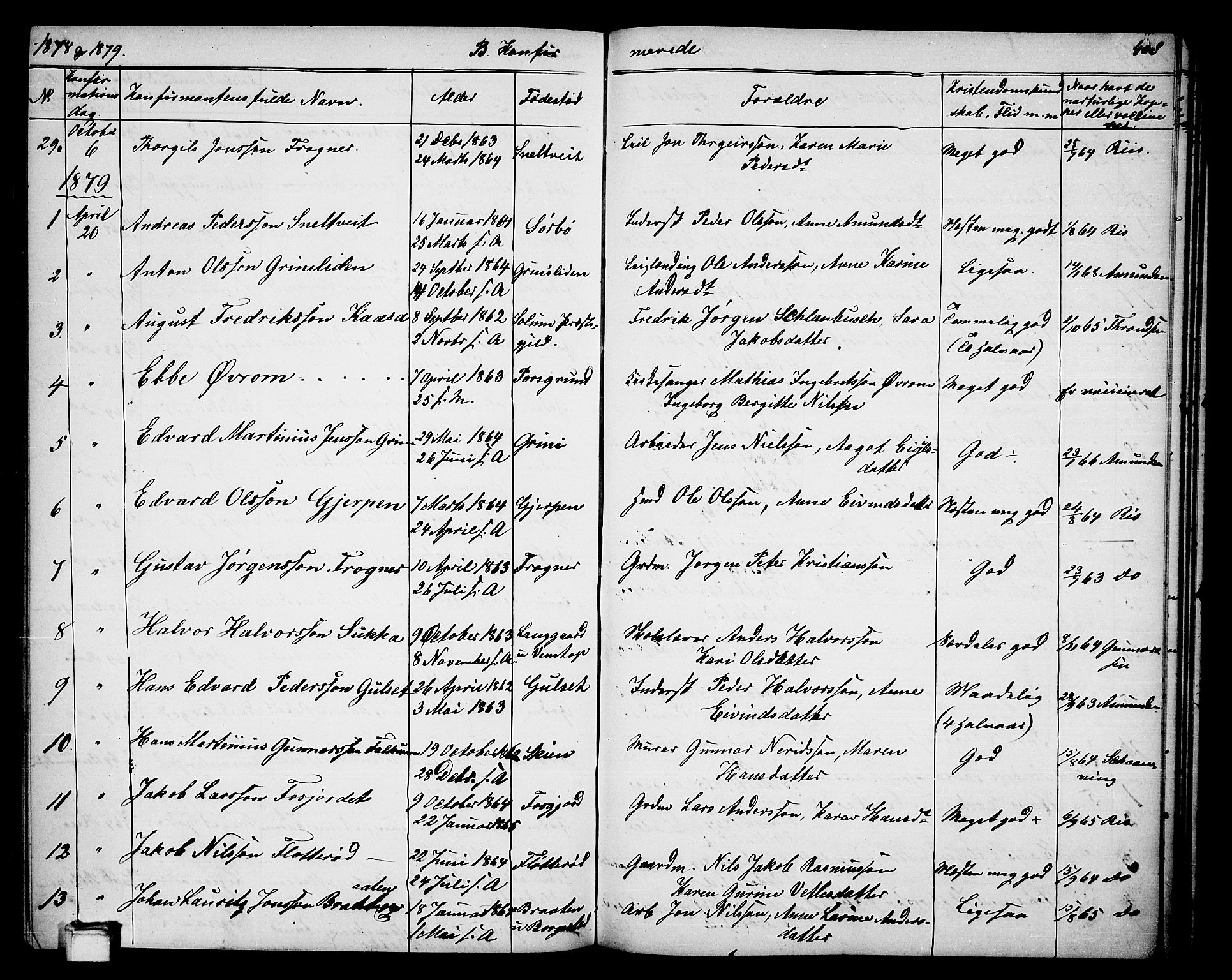 Gjerpen kirkebøker, SAKO/A-265/G/Ga/L0001: Parish register (copy) no. I 1, 1864-1882, p. 408