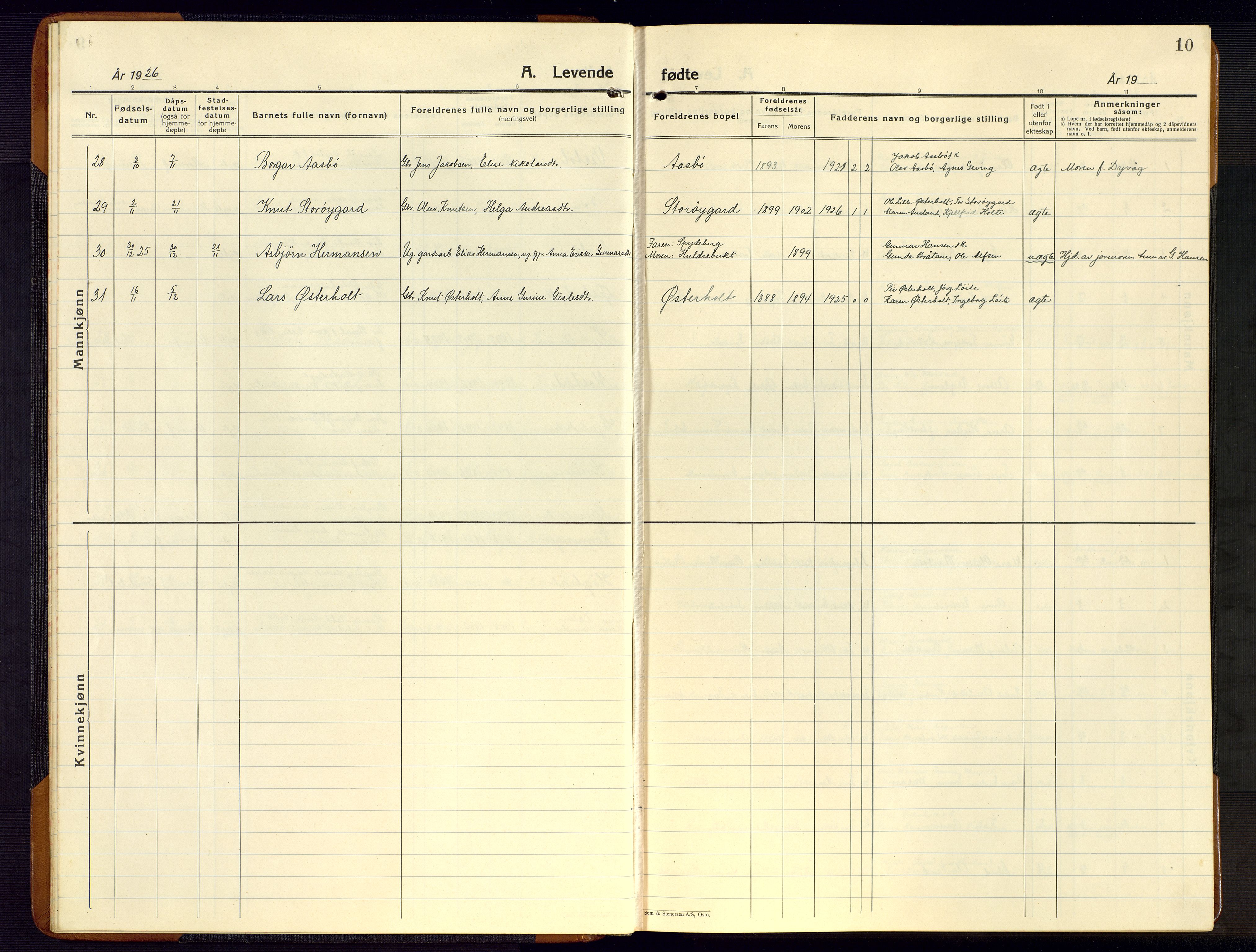 Gjerstad sokneprestkontor, AV/SAK-1111-0014/F/Fb/Fba/L0009: Parish register (copy) no. B 9, 1925-1946, p. 10