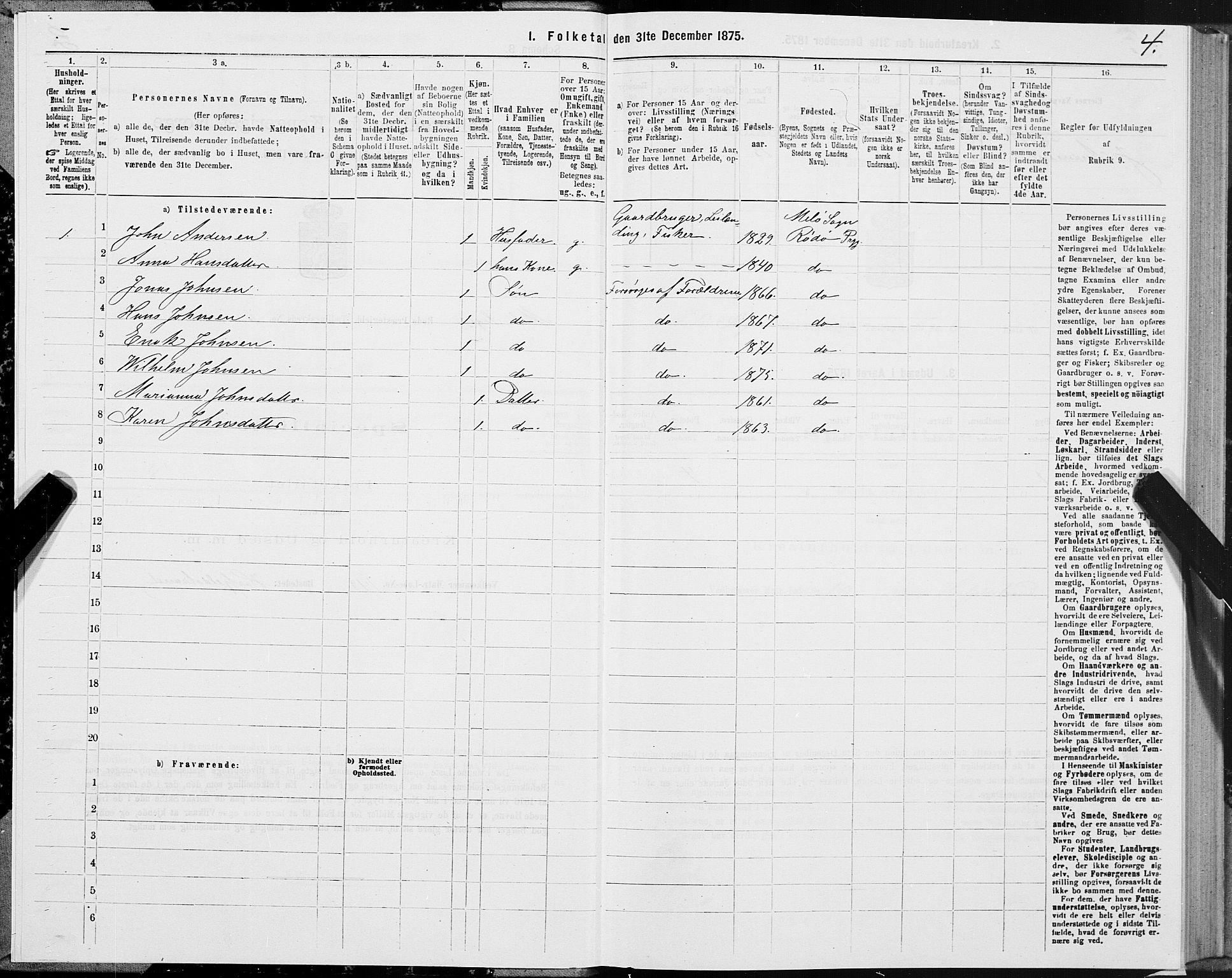 SAT, 1875 census for 1836P Rødøy, 1875, p. 3004