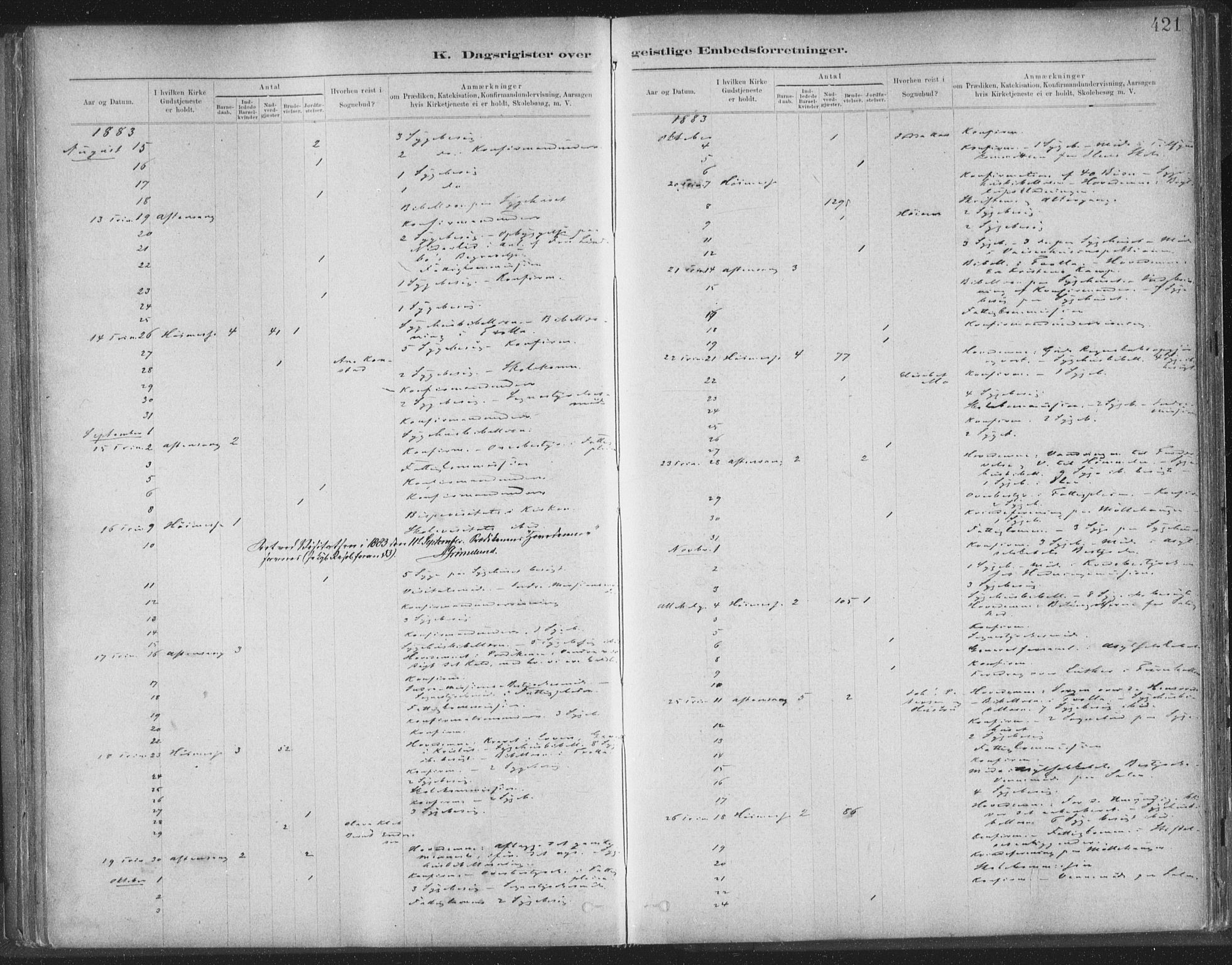 Ministerialprotokoller, klokkerbøker og fødselsregistre - Sør-Trøndelag, AV/SAT-A-1456/603/L0163: Parish register (official) no. 603A02, 1879-1895, p. 421