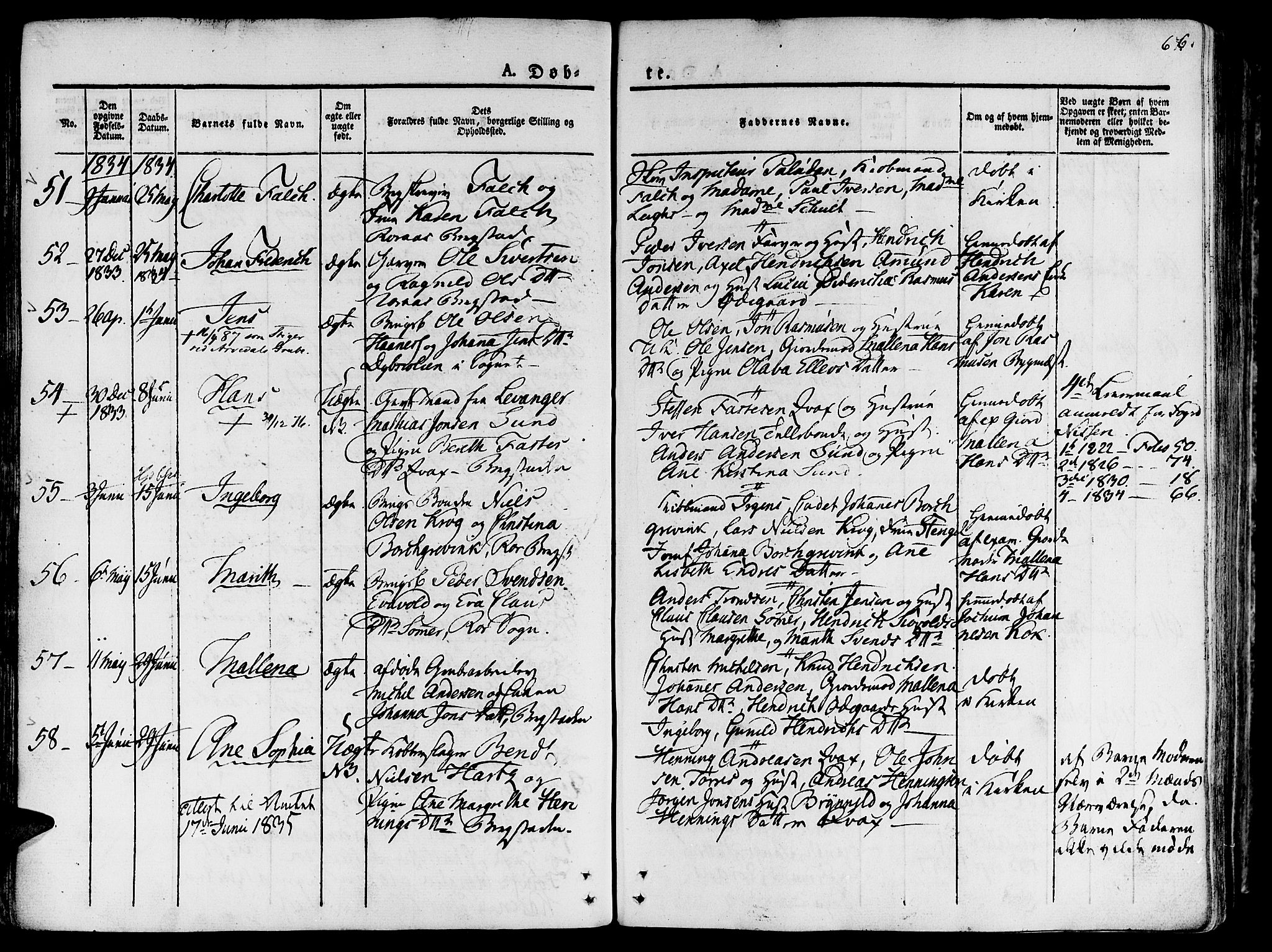 Ministerialprotokoller, klokkerbøker og fødselsregistre - Sør-Trøndelag, SAT/A-1456/681/L0930: Parish register (official) no. 681A08, 1829-1844, p. 66