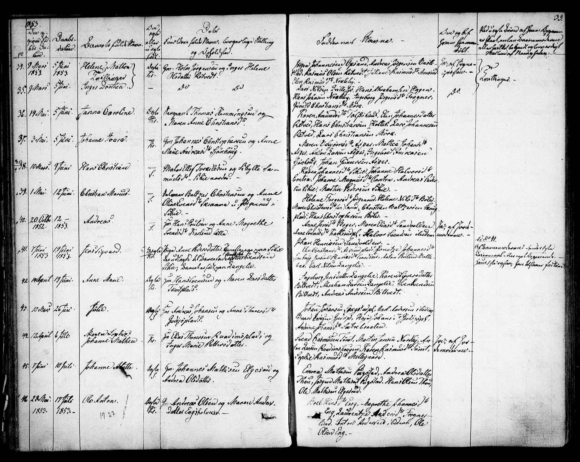 Kråkstad prestekontor Kirkebøker, SAO/A-10125a/F/Fa/L0006: Parish register (official) no. I 6, 1848-1857, p. 33