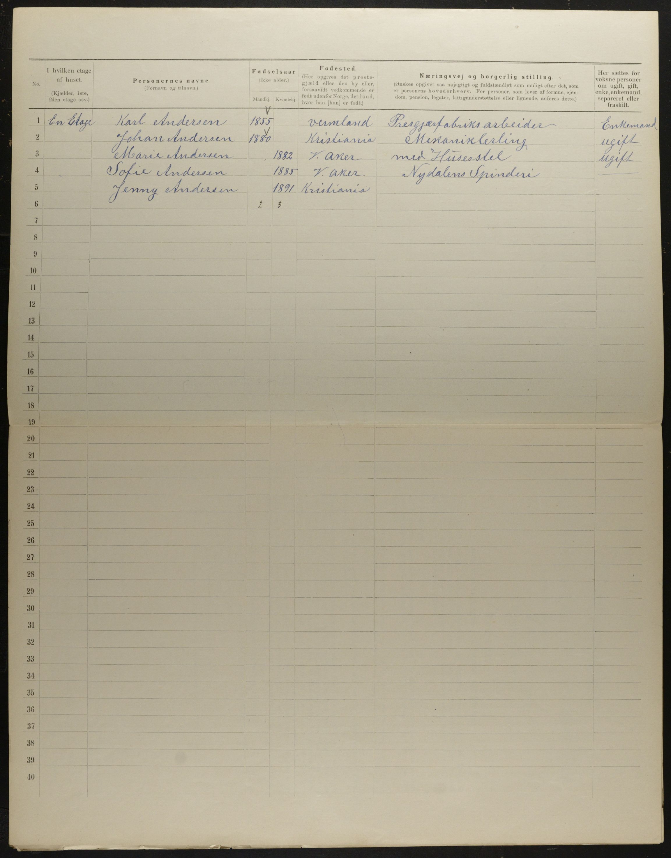 OBA, Municipal Census 1901 for Kristiania, 1901, p. 5555