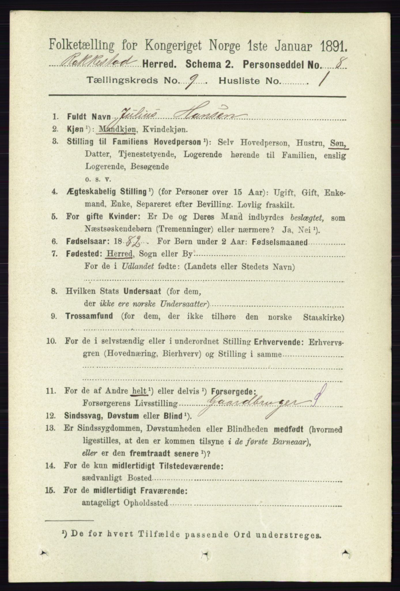 RA, 1891 census for 0128 Rakkestad, 1891, p. 4101