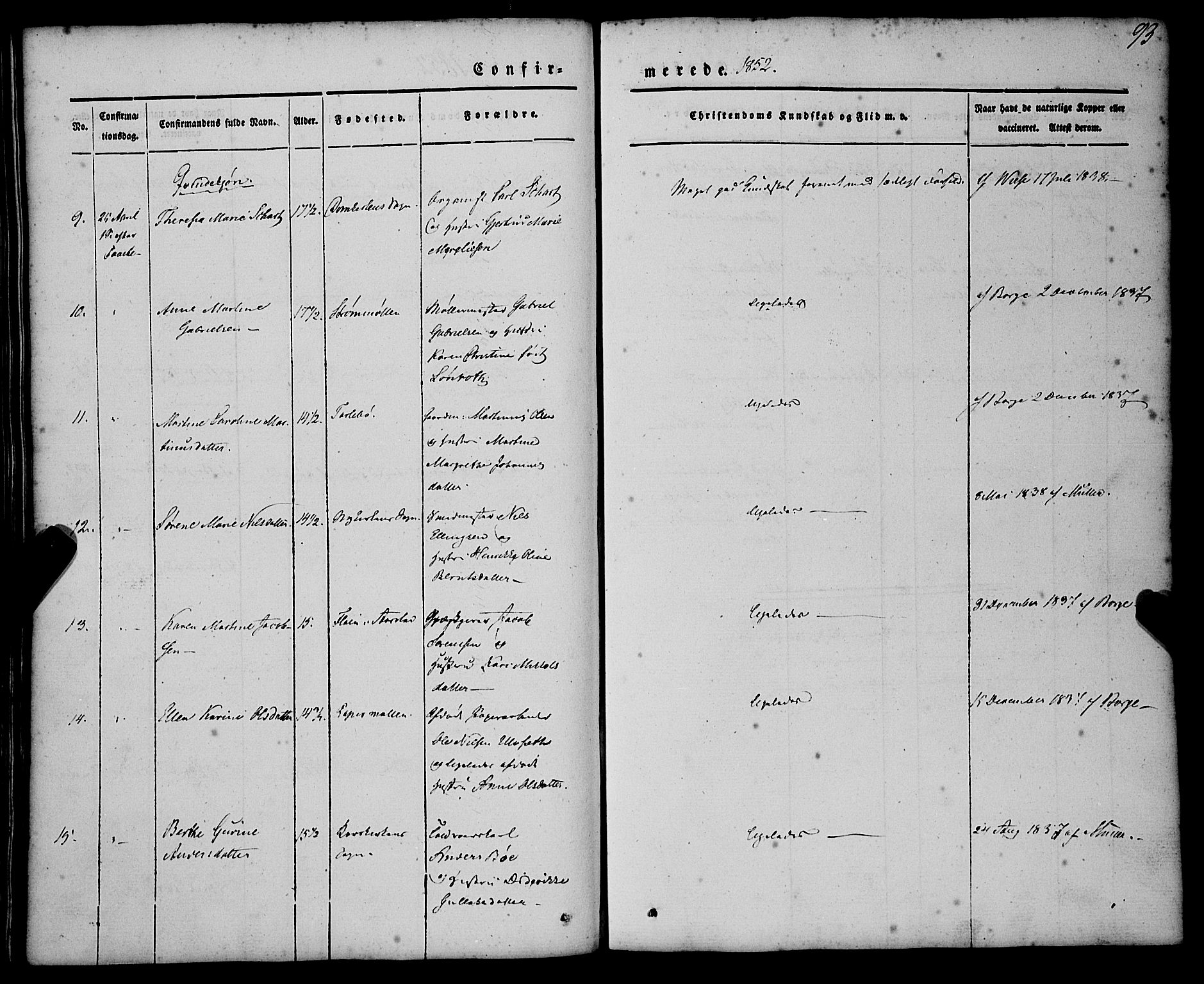 St. Jørgens hospital og Årstad sokneprestembete, SAB/A-99934: Parish register (official) no. A 4, 1844-1863, p. 93