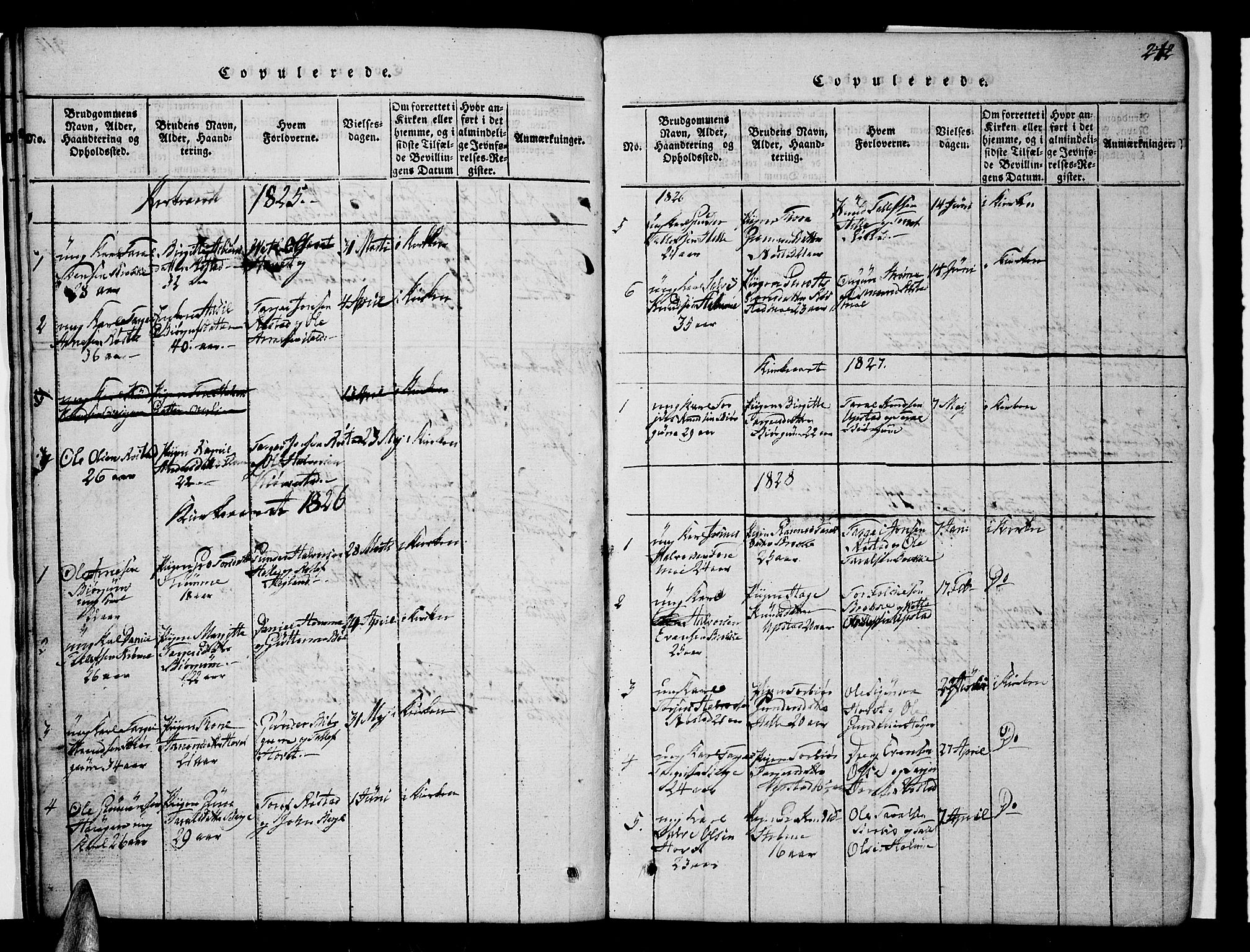 Valle sokneprestkontor, AV/SAK-1111-0044/F/Fb/Fbc/L0001: Parish register (copy) no. B 1 /2, 1816-1829, p. 212