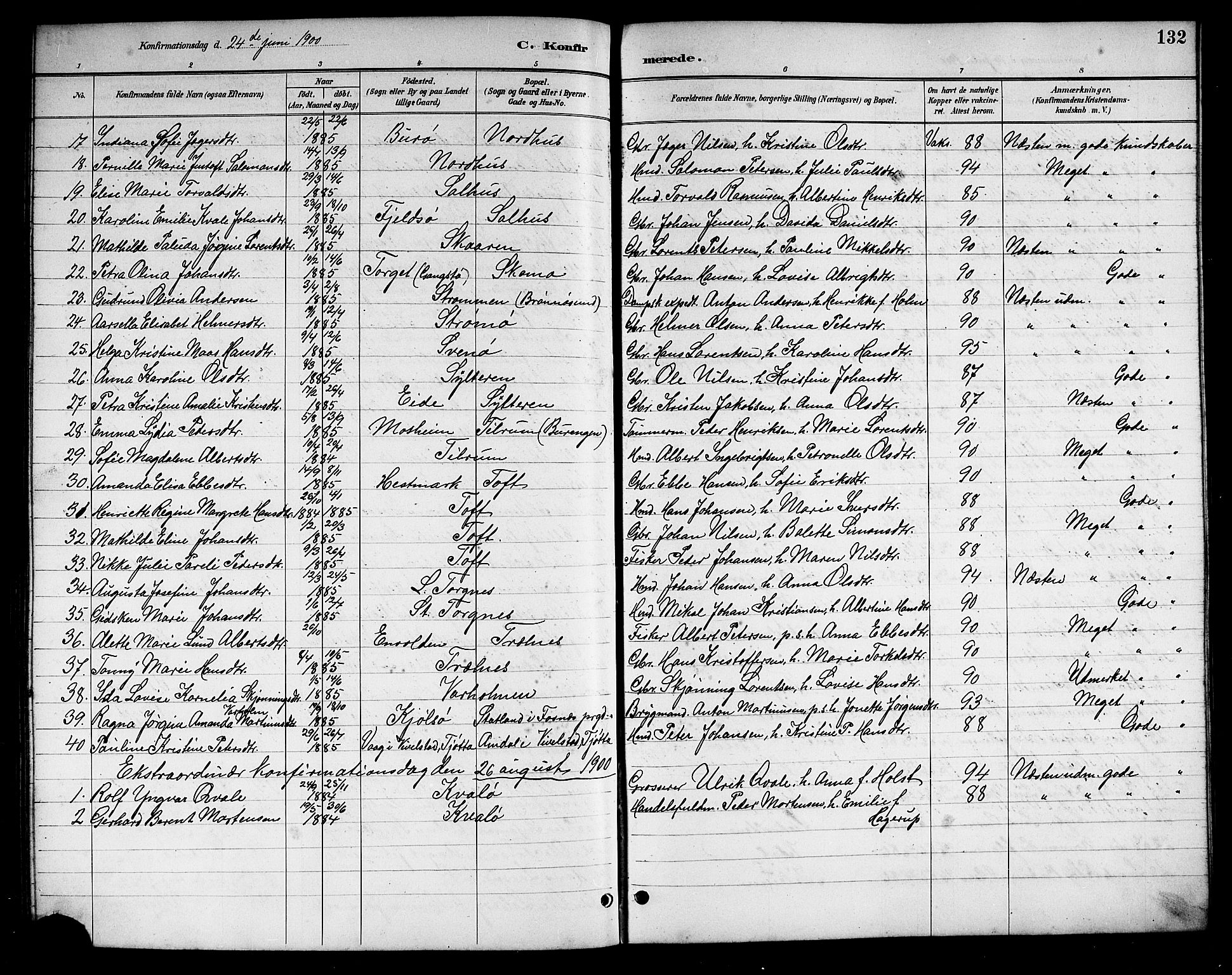 Ministerialprotokoller, klokkerbøker og fødselsregistre - Nordland, SAT/A-1459/813/L0213: Parish register (copy) no. 813C05, 1887-1903, p. 132