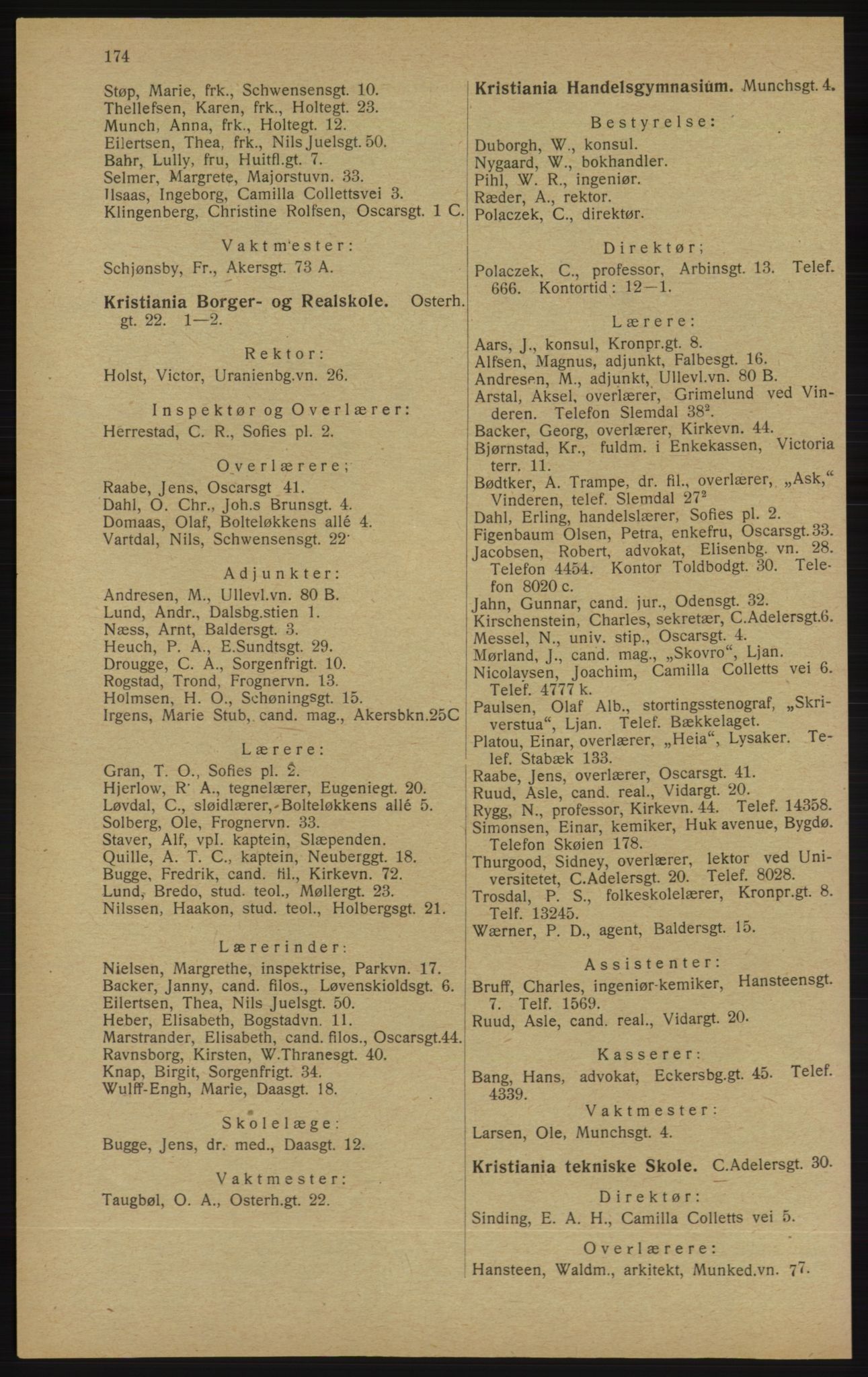 Kristiania/Oslo adressebok, PUBL/-, 1913, p. 176