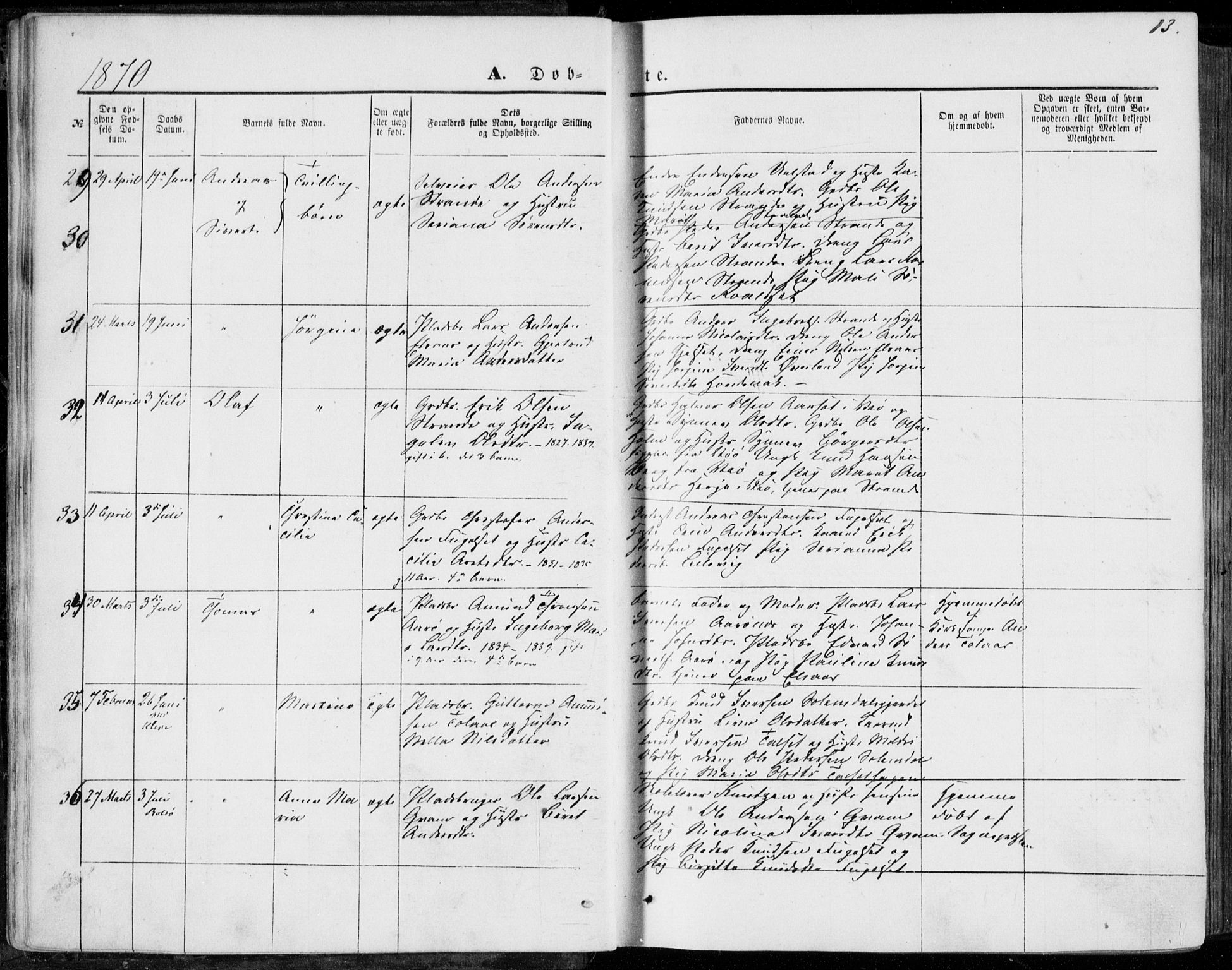 Ministerialprotokoller, klokkerbøker og fødselsregistre - Møre og Romsdal, AV/SAT-A-1454/555/L0655: Parish register (official) no. 555A05, 1869-1886, p. 13