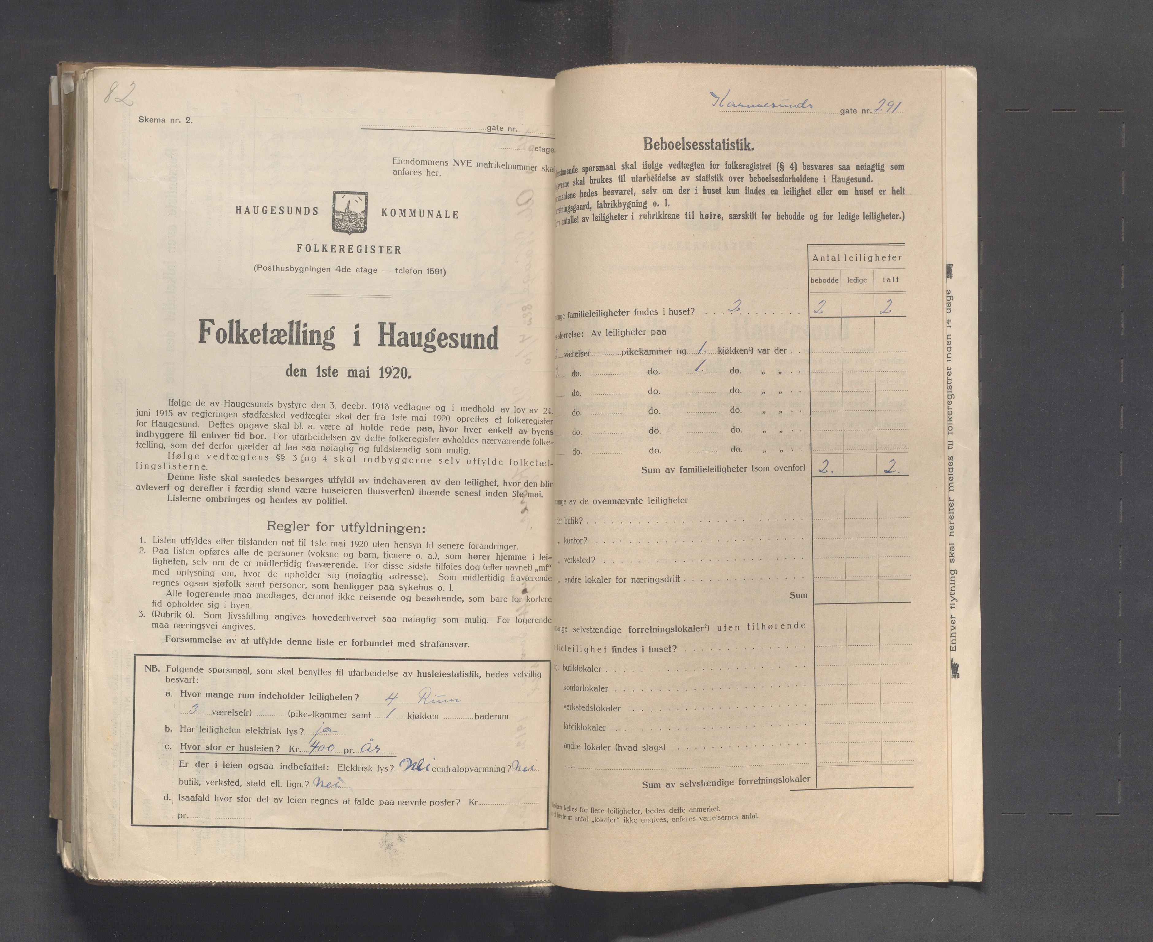 IKAR, Local census 1.5.1920 for Haugesund, 1920, p. 2457