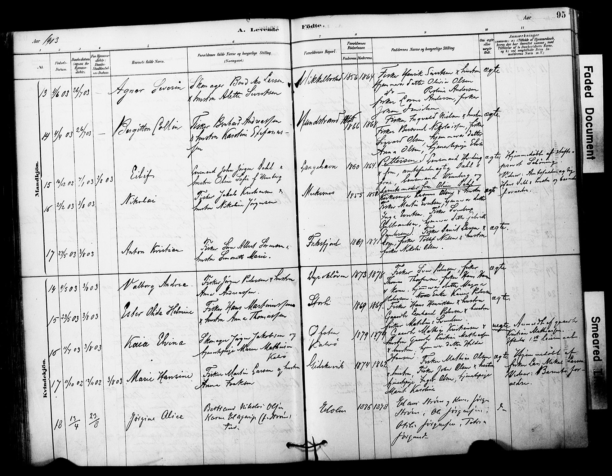 Tranøy sokneprestkontor, SATØ/S-1313/I/Ia/Iaa/L0011kirke: Parish register (official) no. 11, 1878-1904, p. 95
