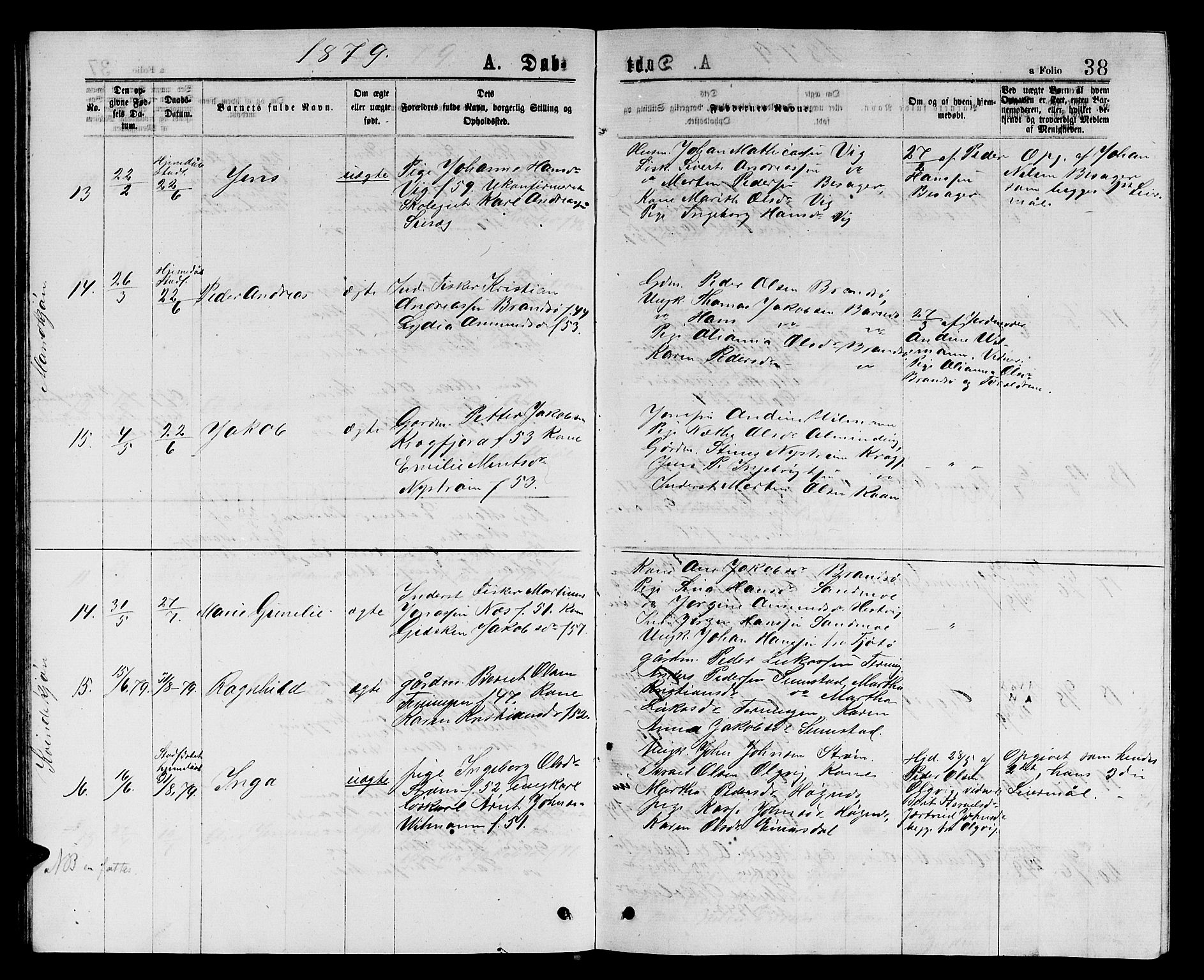 Ministerialprotokoller, klokkerbøker og fødselsregistre - Sør-Trøndelag, AV/SAT-A-1456/657/L0715: Parish register (copy) no. 657C02, 1873-1888, p. 38