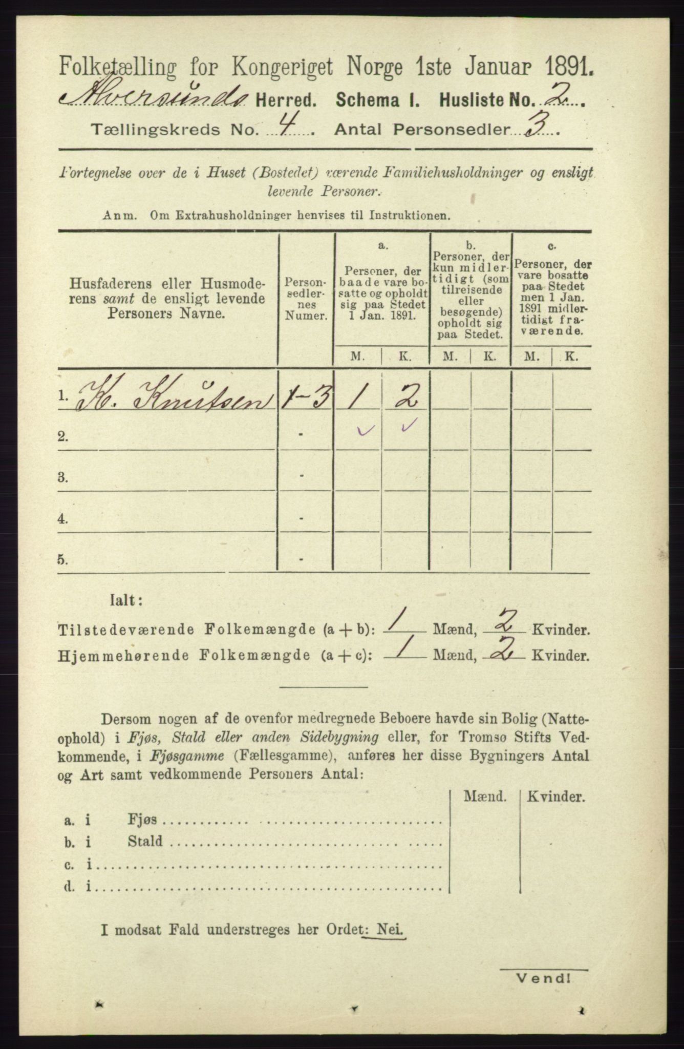 RA, 1891 census for 1257 Alversund, 1891, p. 1612